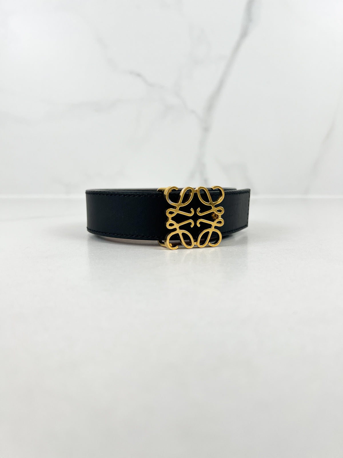 Loewe Reversible Anagram Belt 30mm in Smooth Calfskin with GHW Size 80