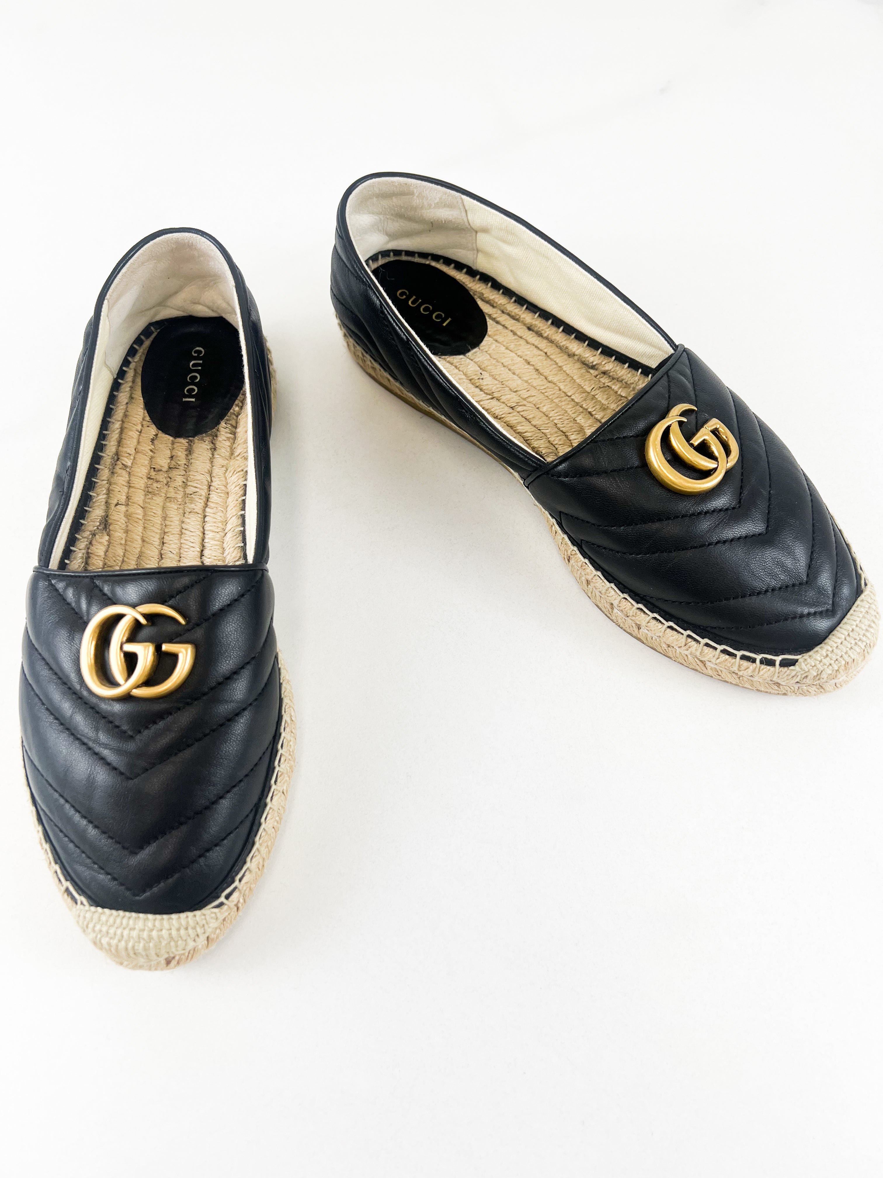 Gucci Leather GG Logo Espadrille Size 41