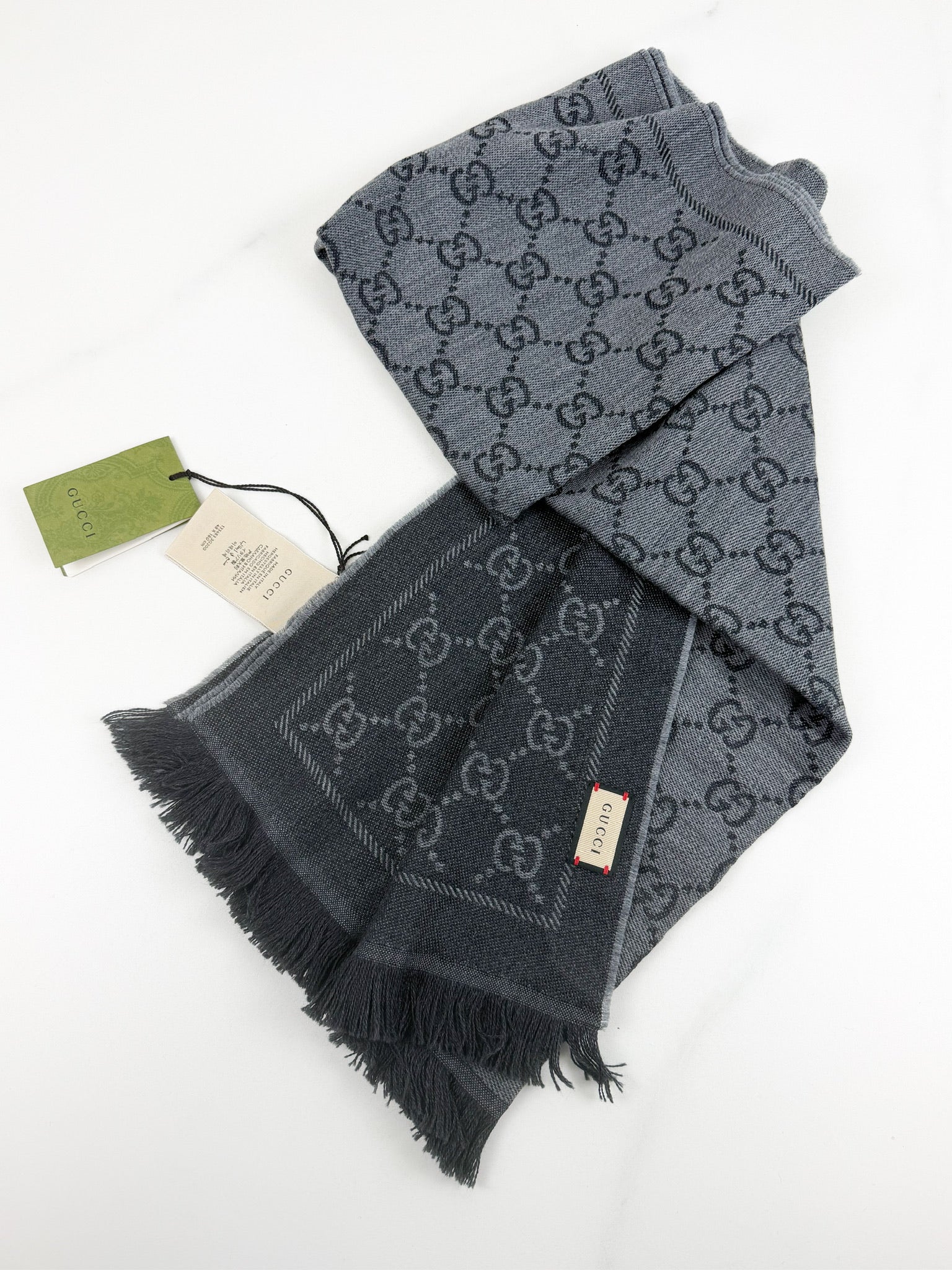 Gucci Jacquard Pattern Wool Scarf