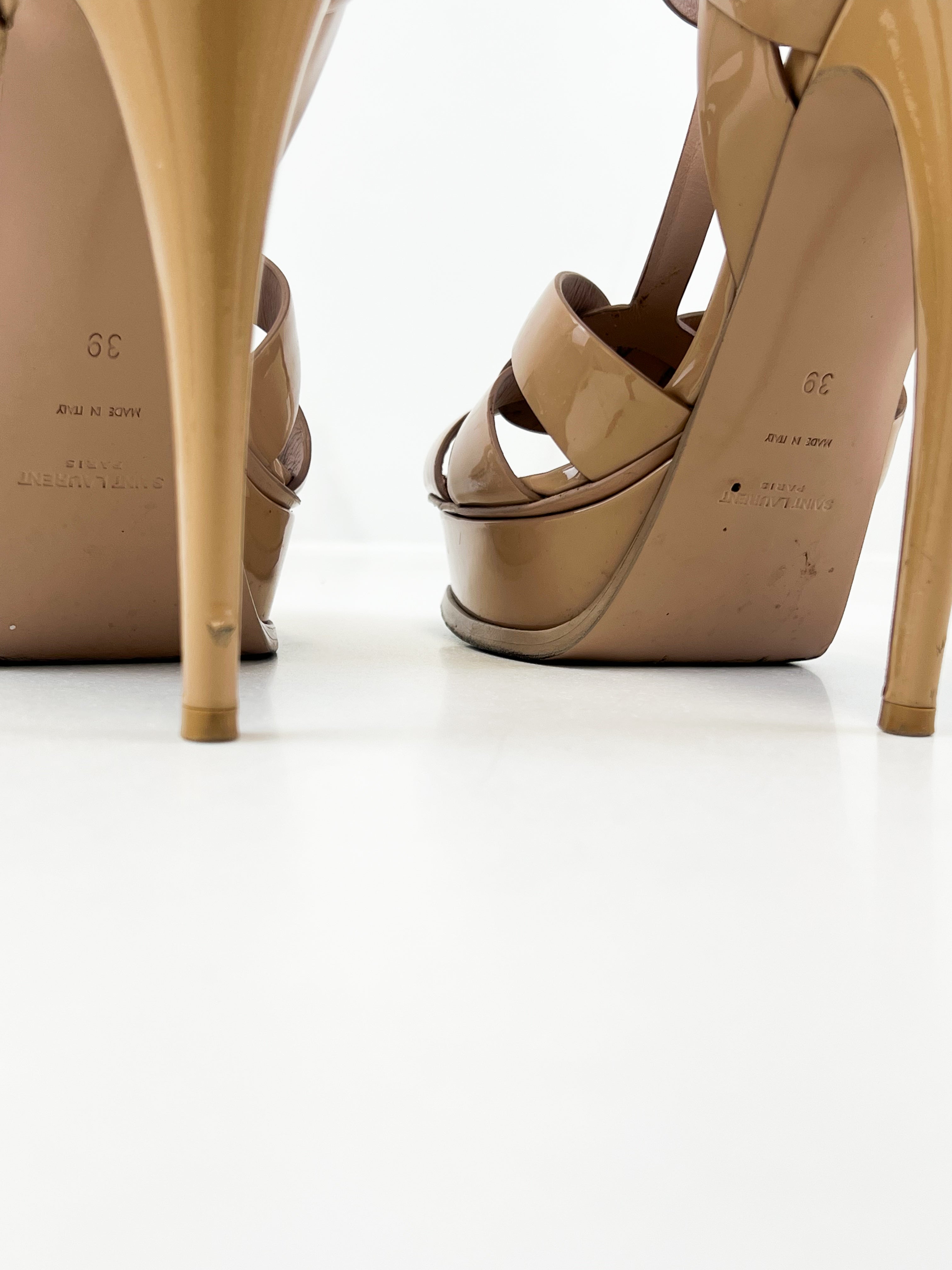 Saint Laurent Beige Patent Tributes 105 Size 39