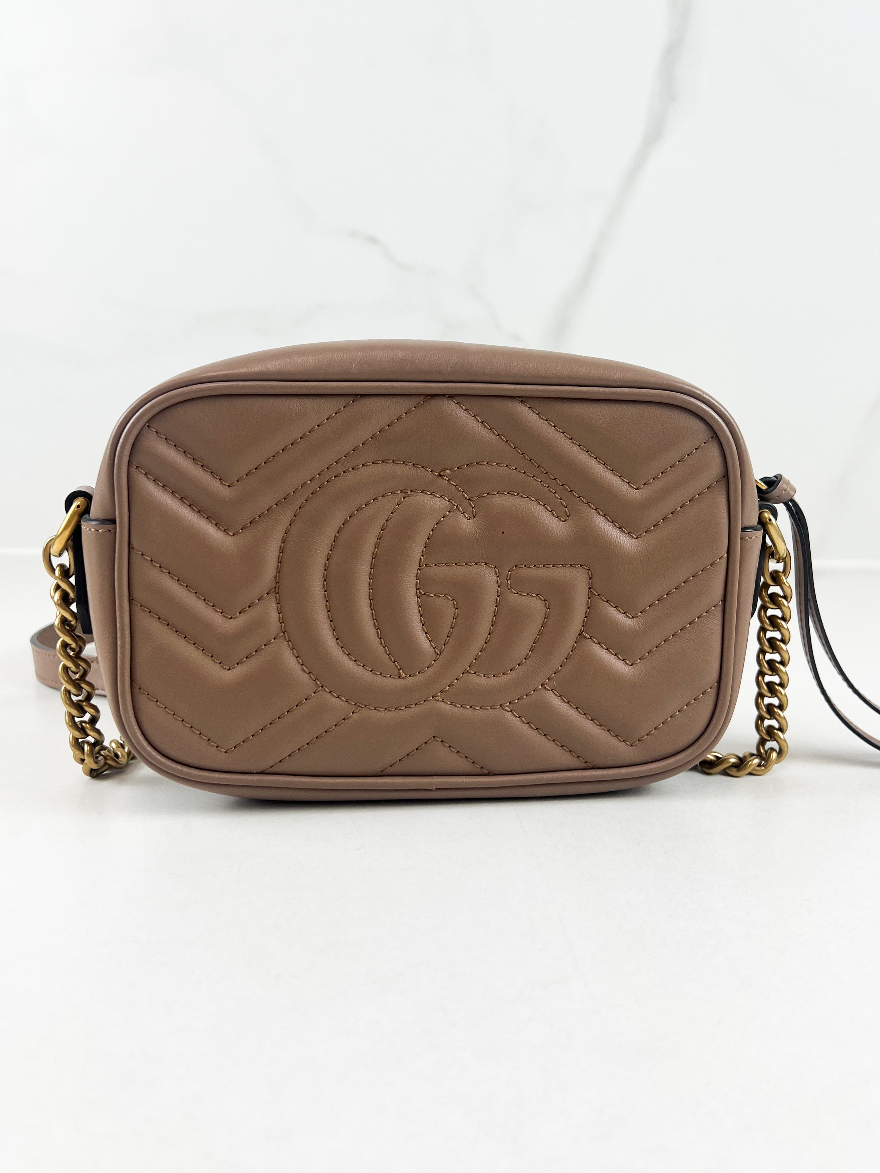 Gucci GG Marmont Matelasse Mini Beige Bag