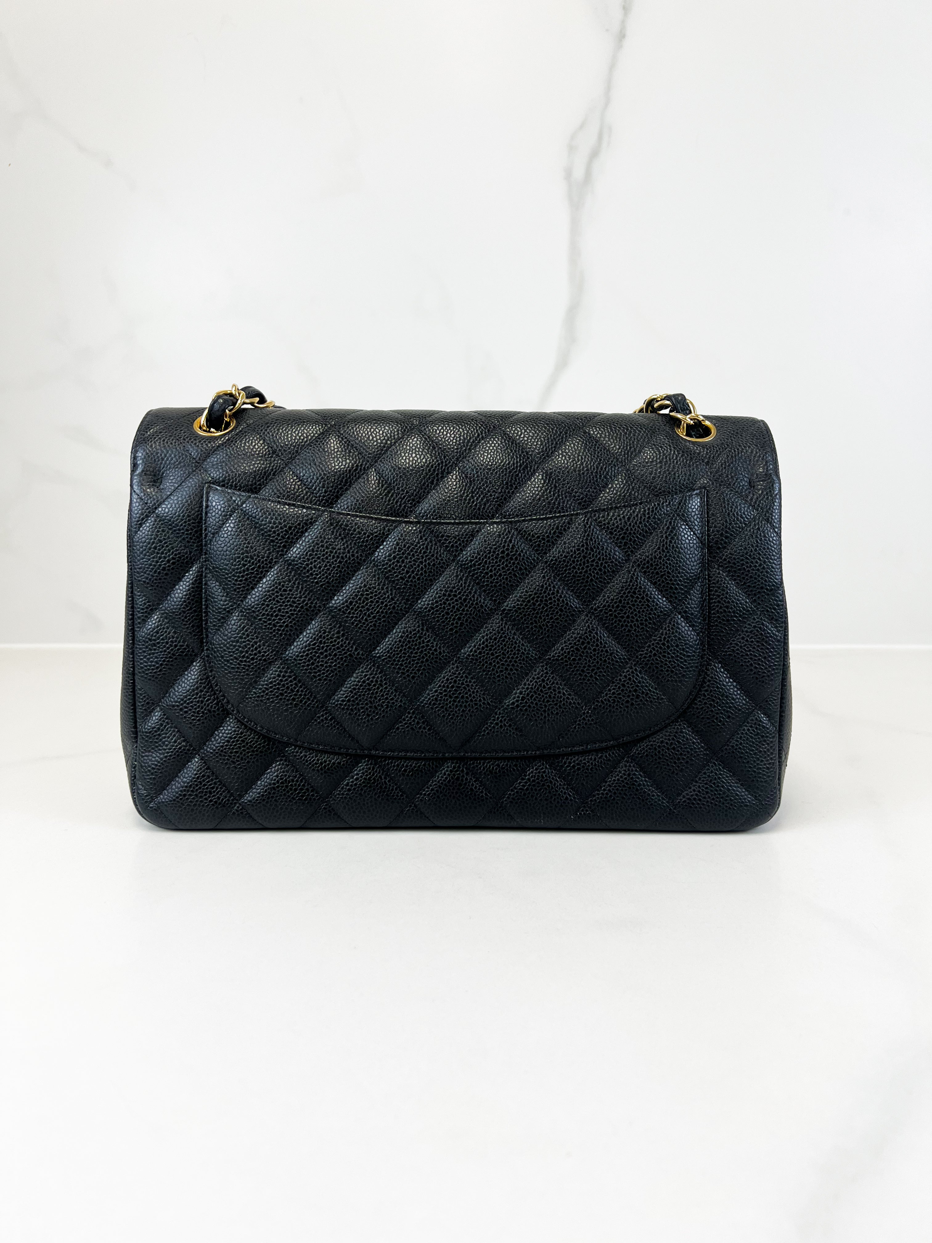 Chanel Classic Jumbo Double Flap Caviar Shoulder Bag GHW