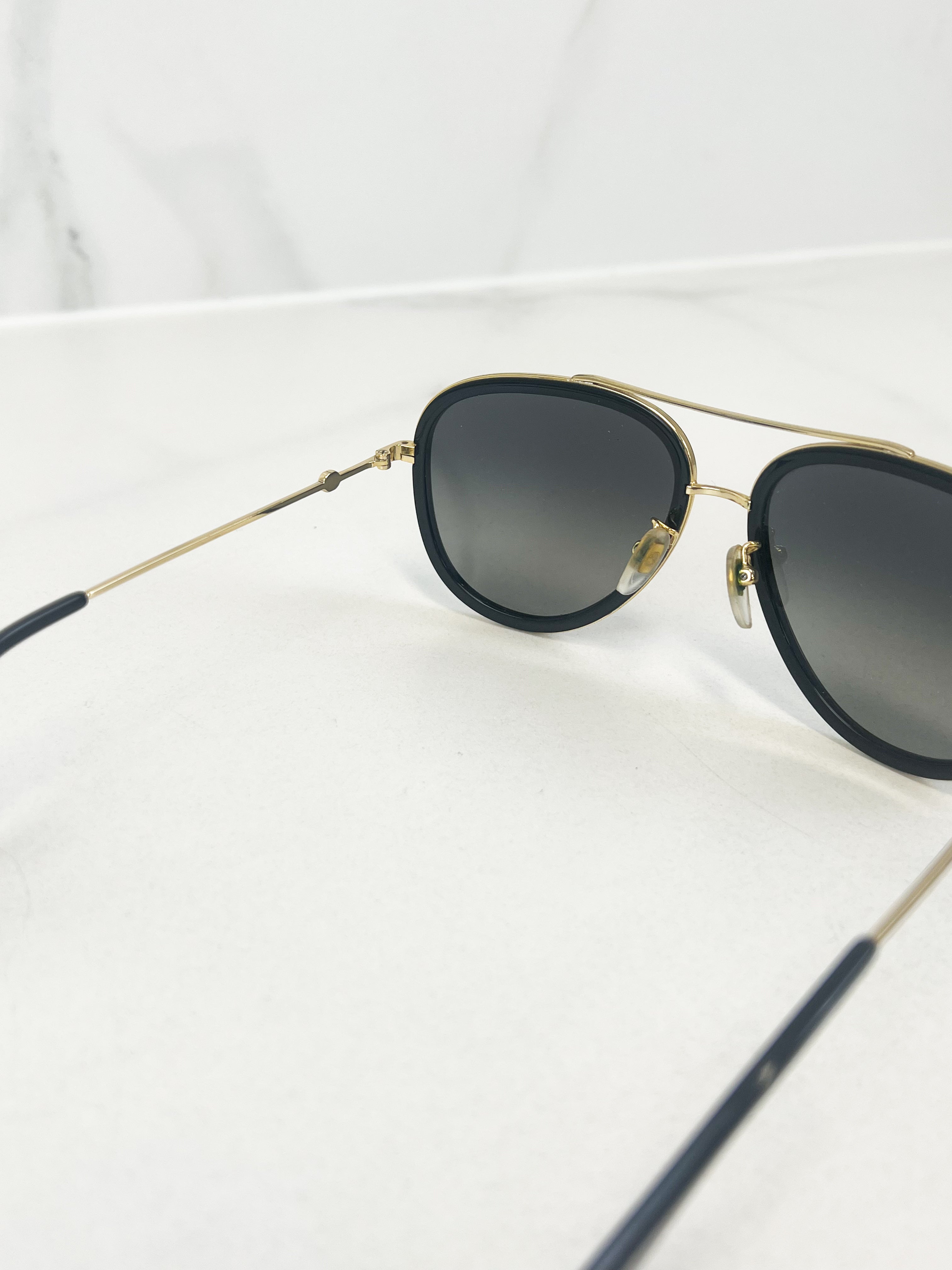 Gucci Black Frame Aviator Metal Sunglasses