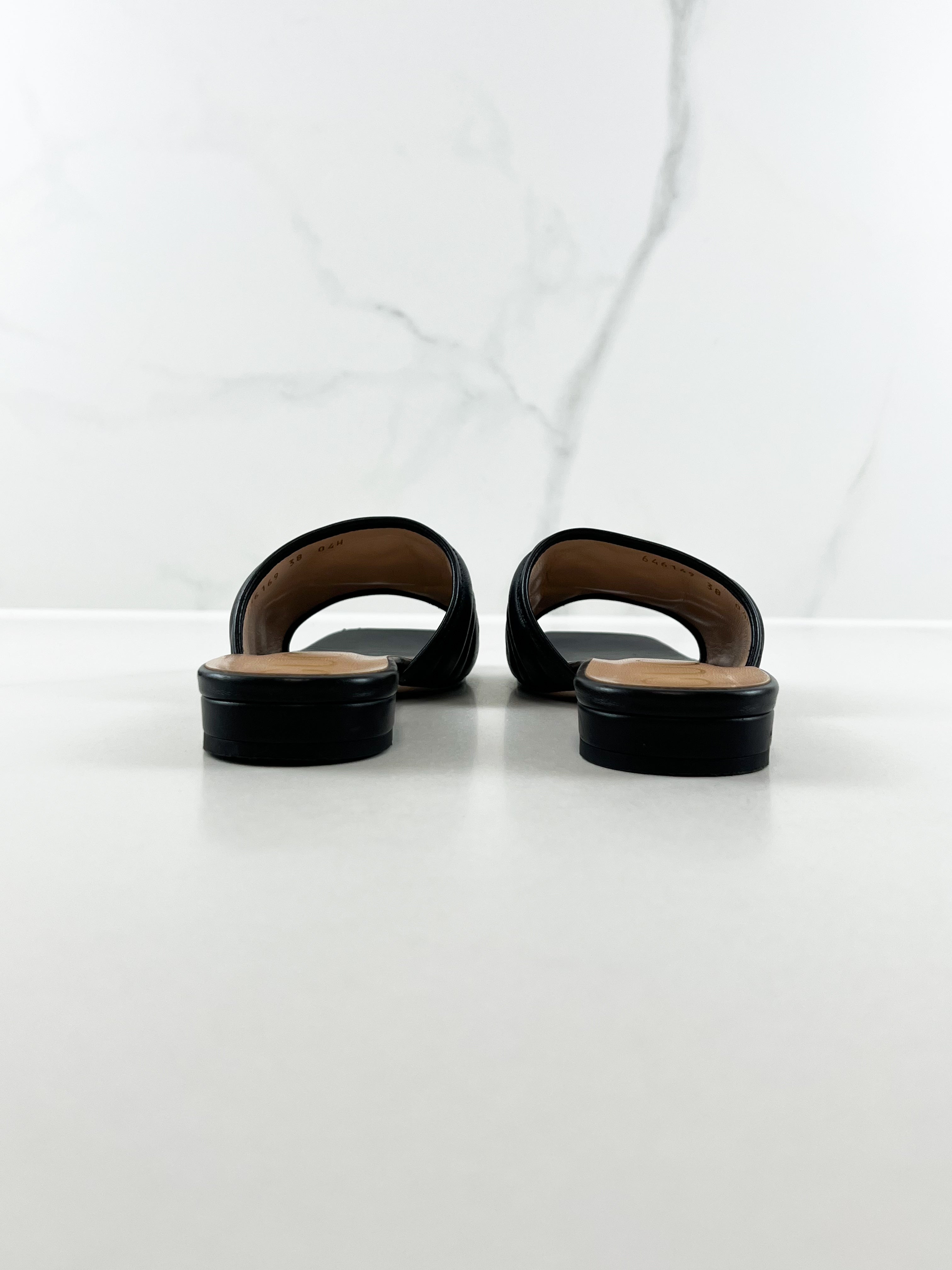 Gucci Jolie Marmont GG Logo Quilted Slides Size 38