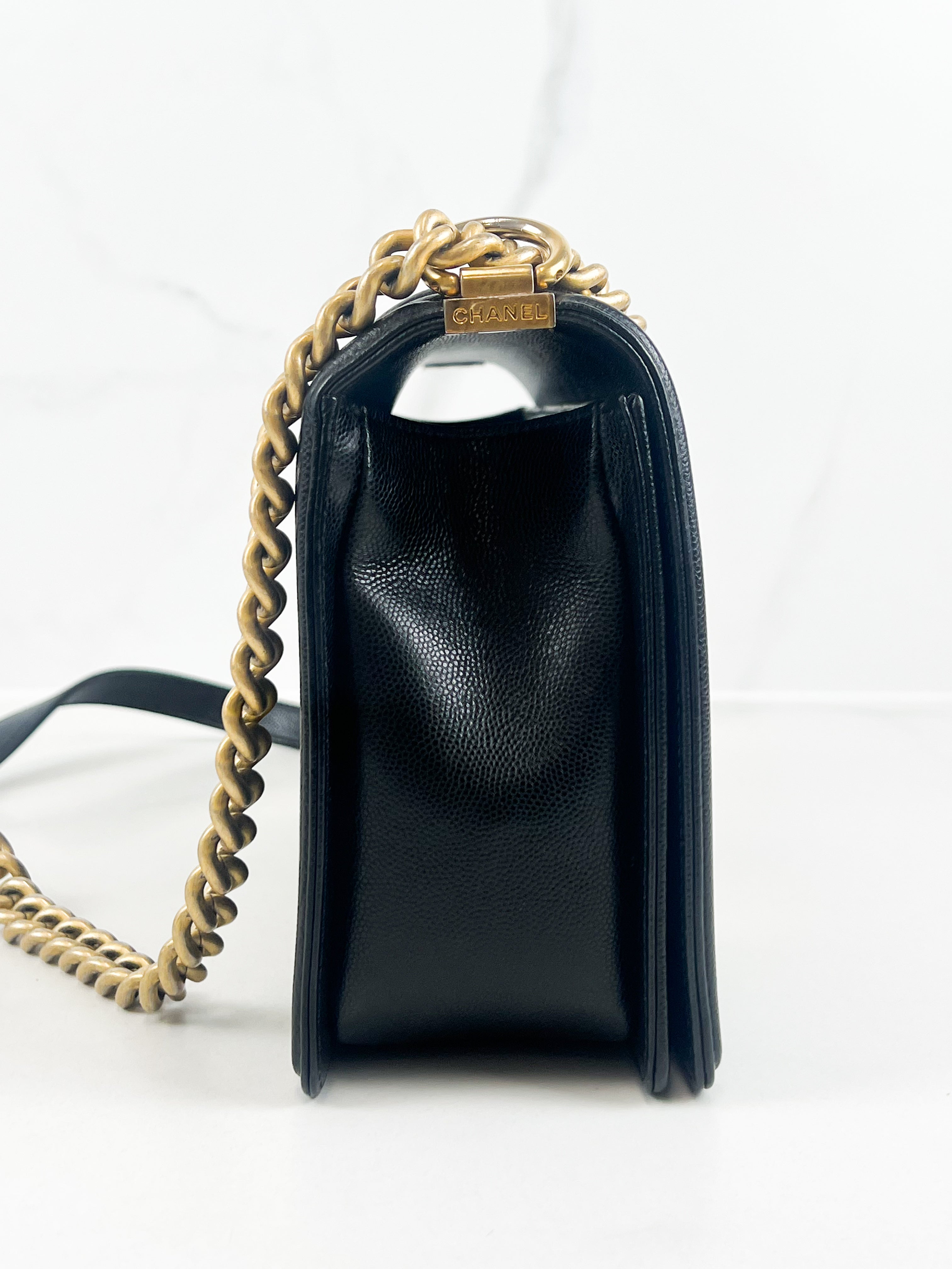 Chanel Black New Medium Caviar Boy Bag with GHW