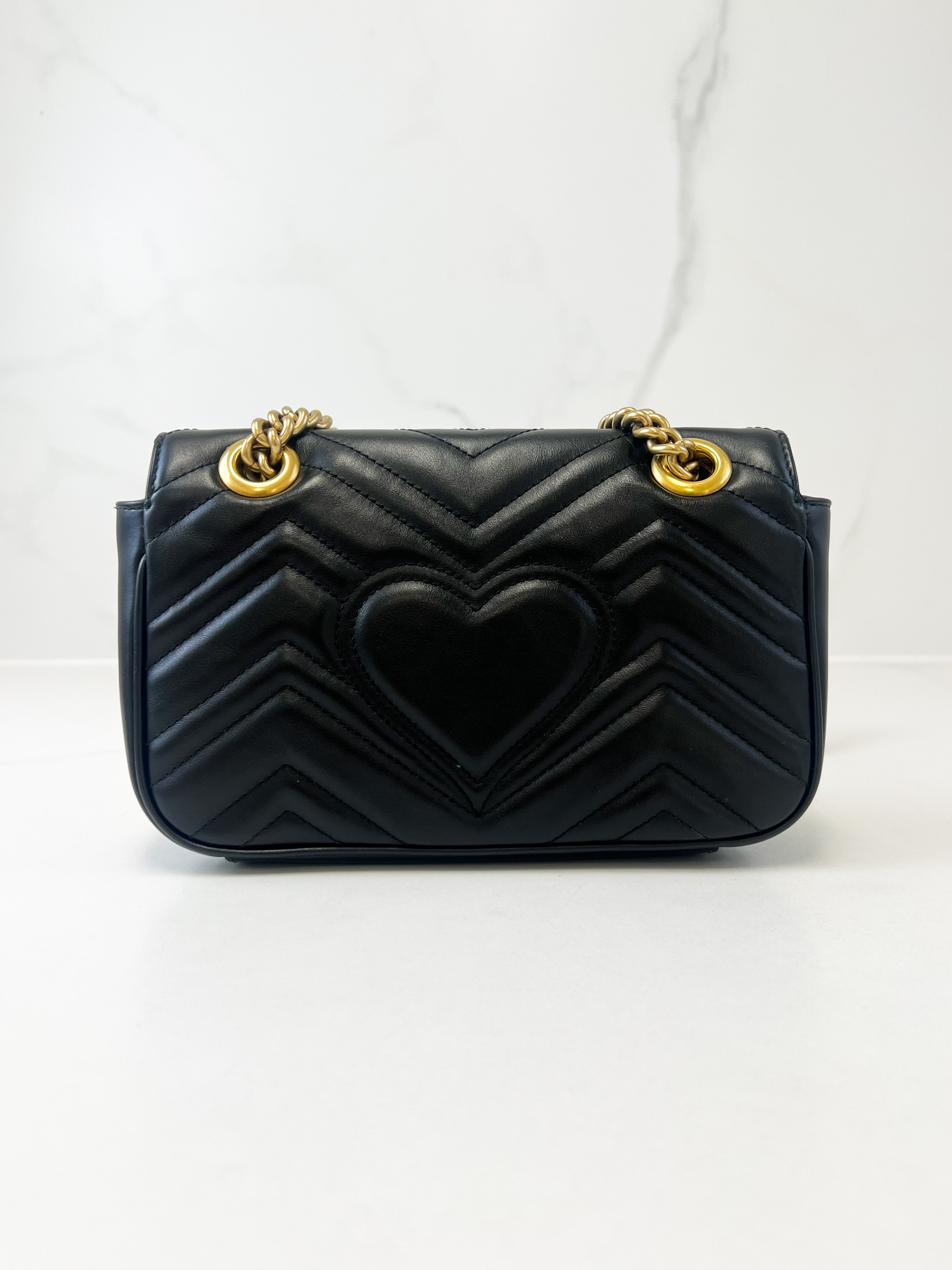 Gucci Black GG Marmont Matelasse Mini Flap Shoulder Bag