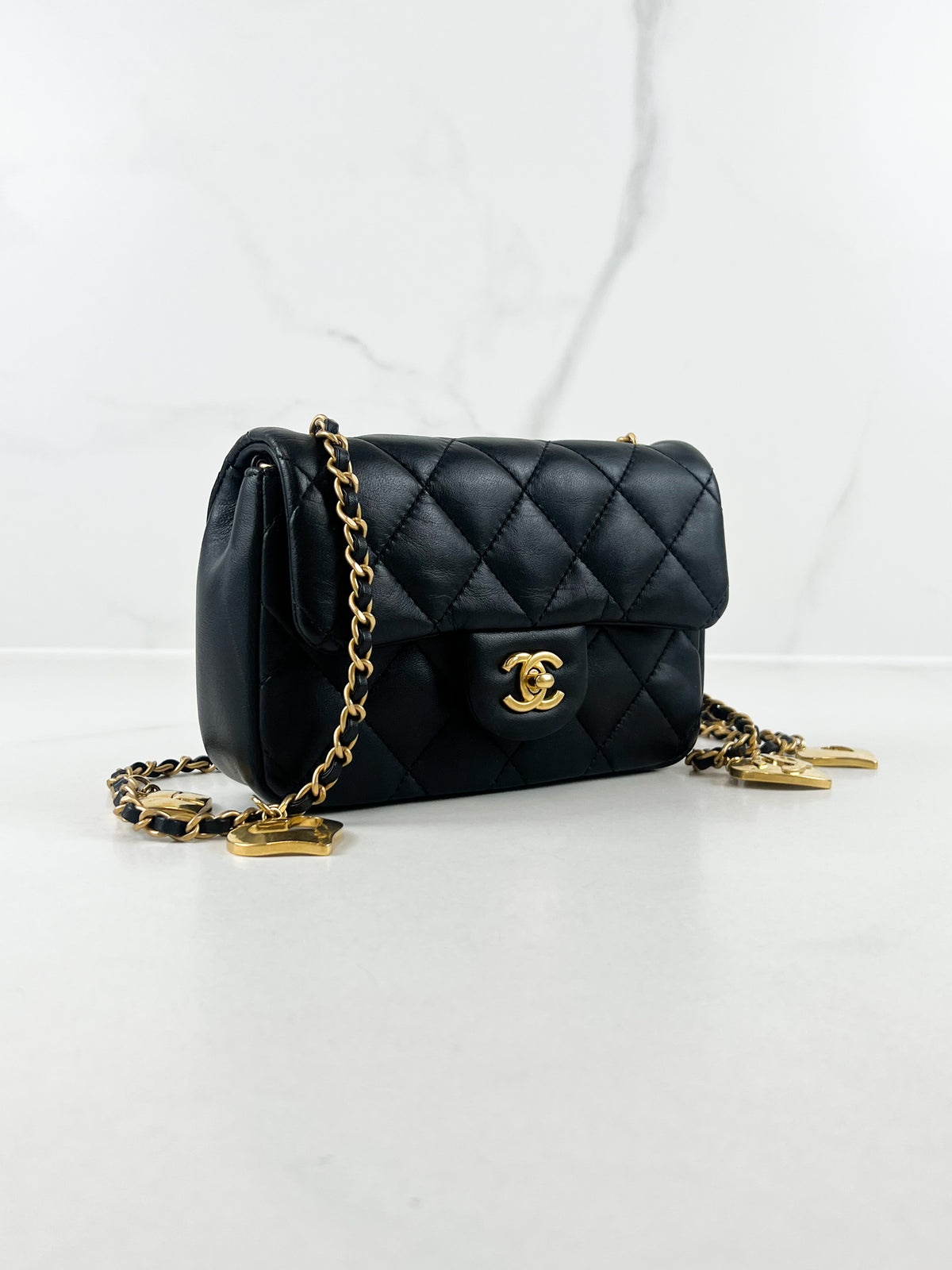 Chanel Hearts Charm Mini Flap Bag in Lambskin with GHW