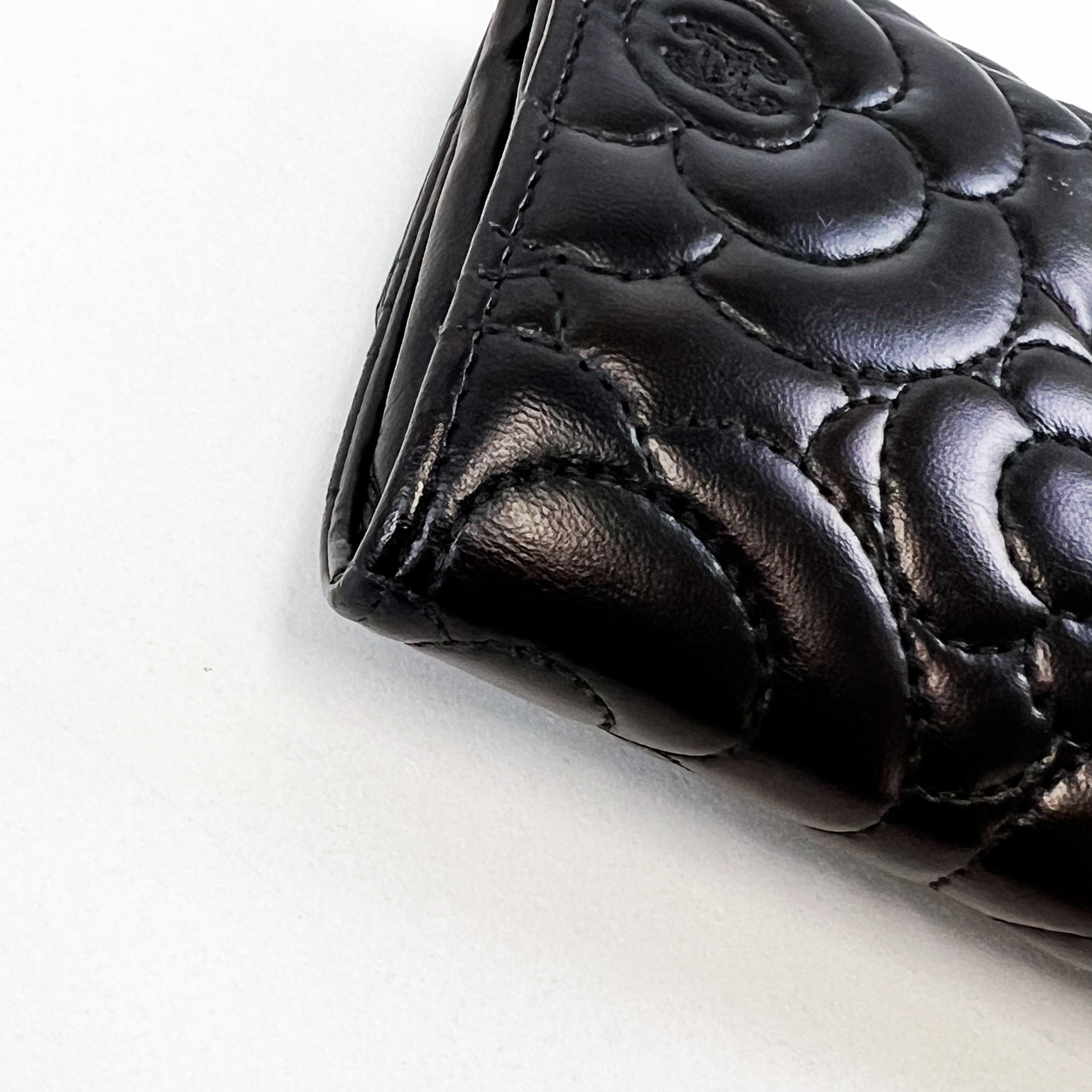 Chanel Camelia Lambskin Bi-Fold Black Wallet