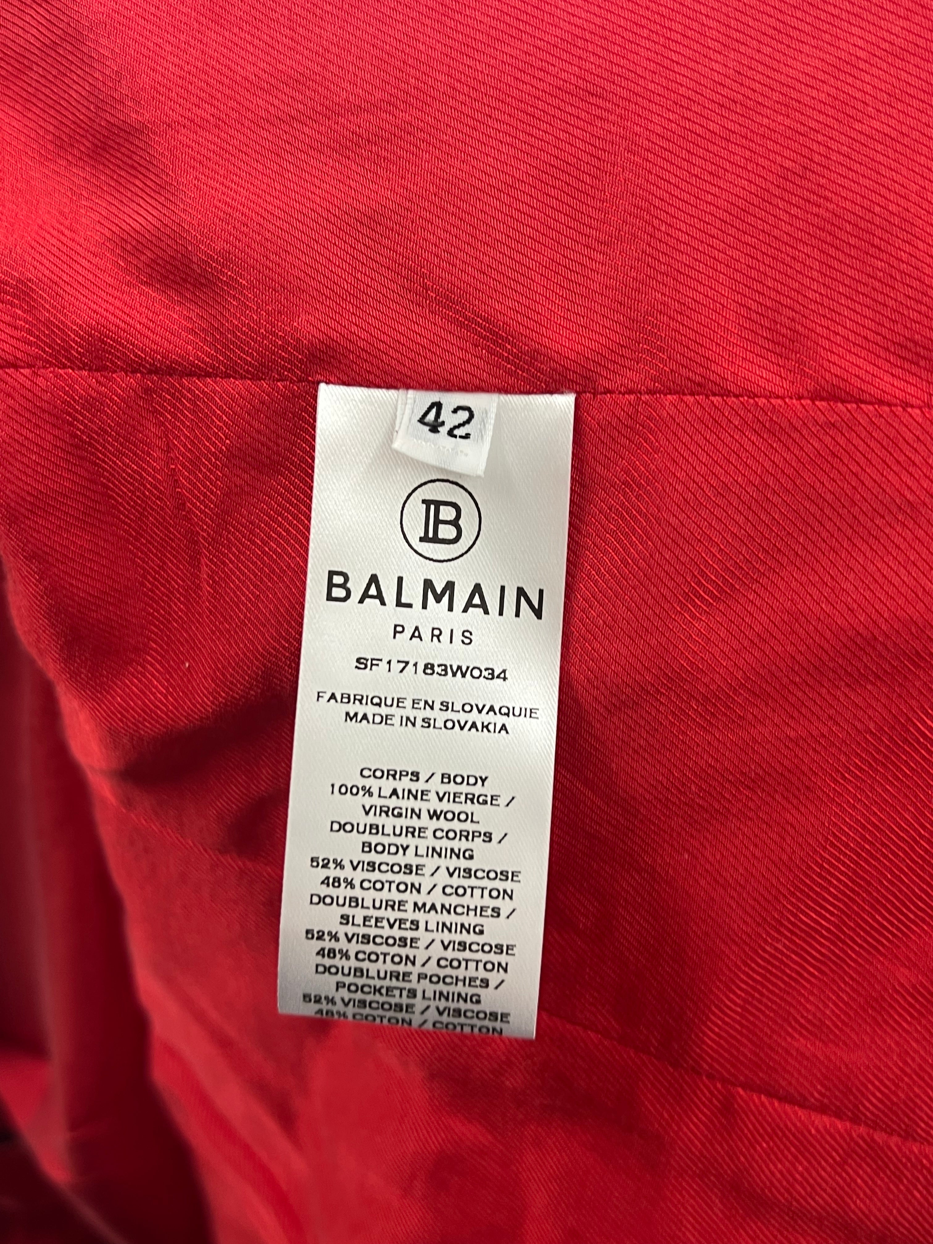 Balmain Blazer with Gold Buttons in Red