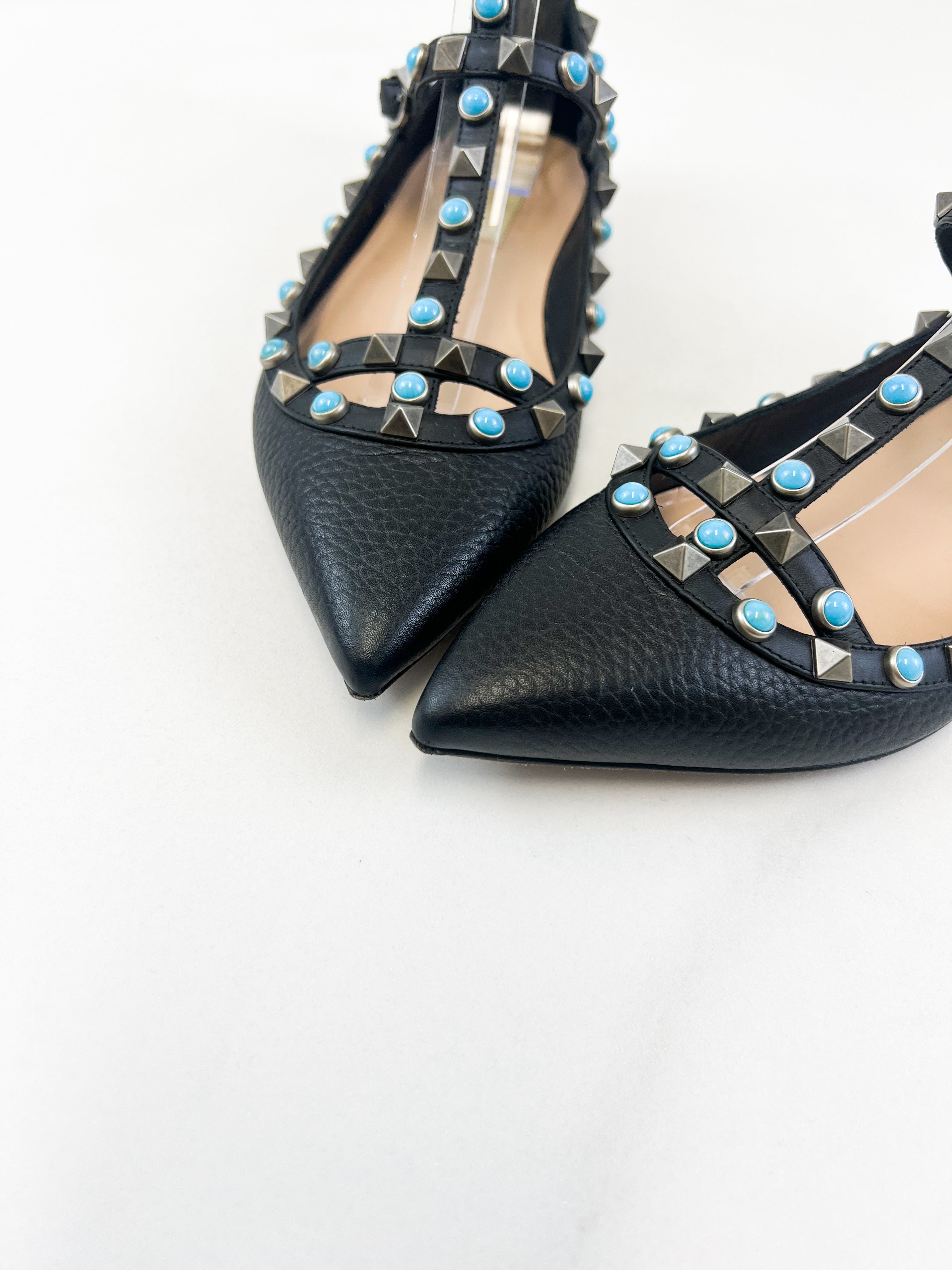 Valentino Garavani Leather Rockstud Ballet Flat Size 35.5