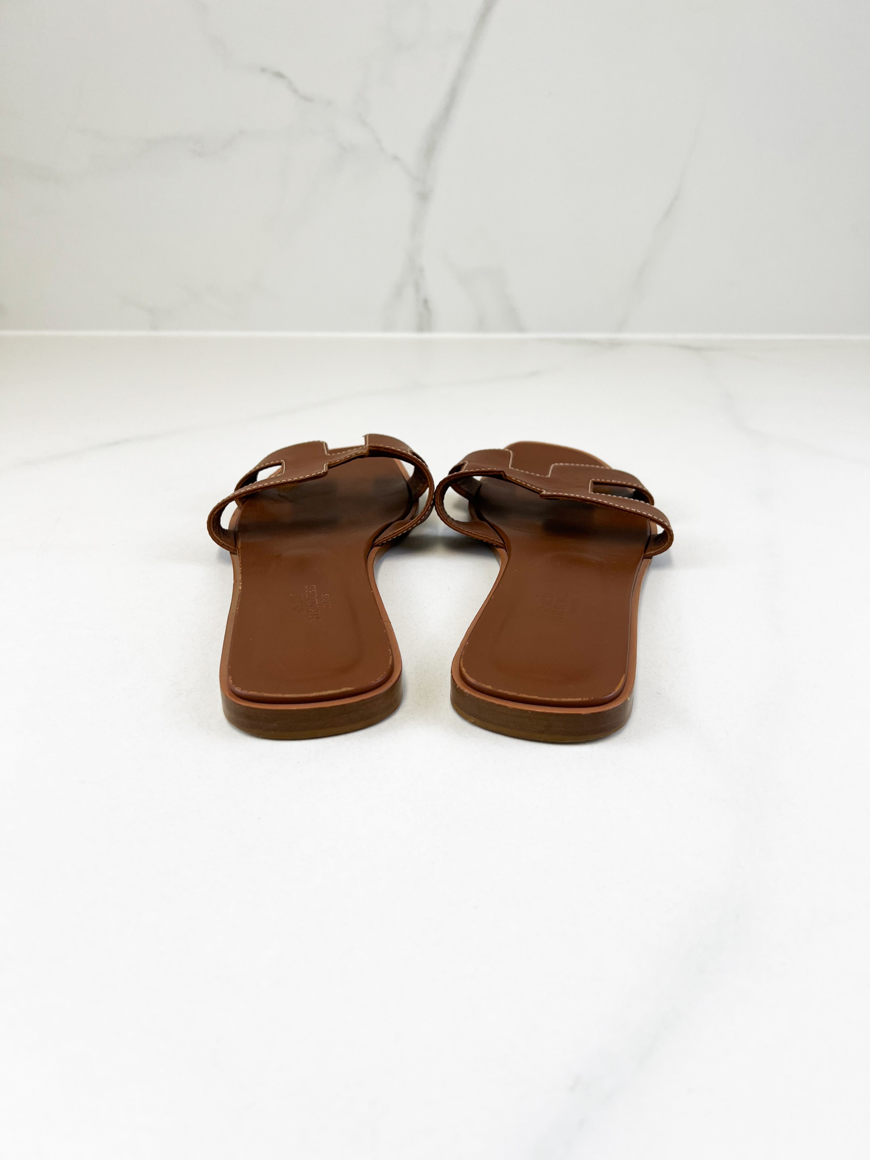 Hermes Oran Sandal in Tan Size 40.5
