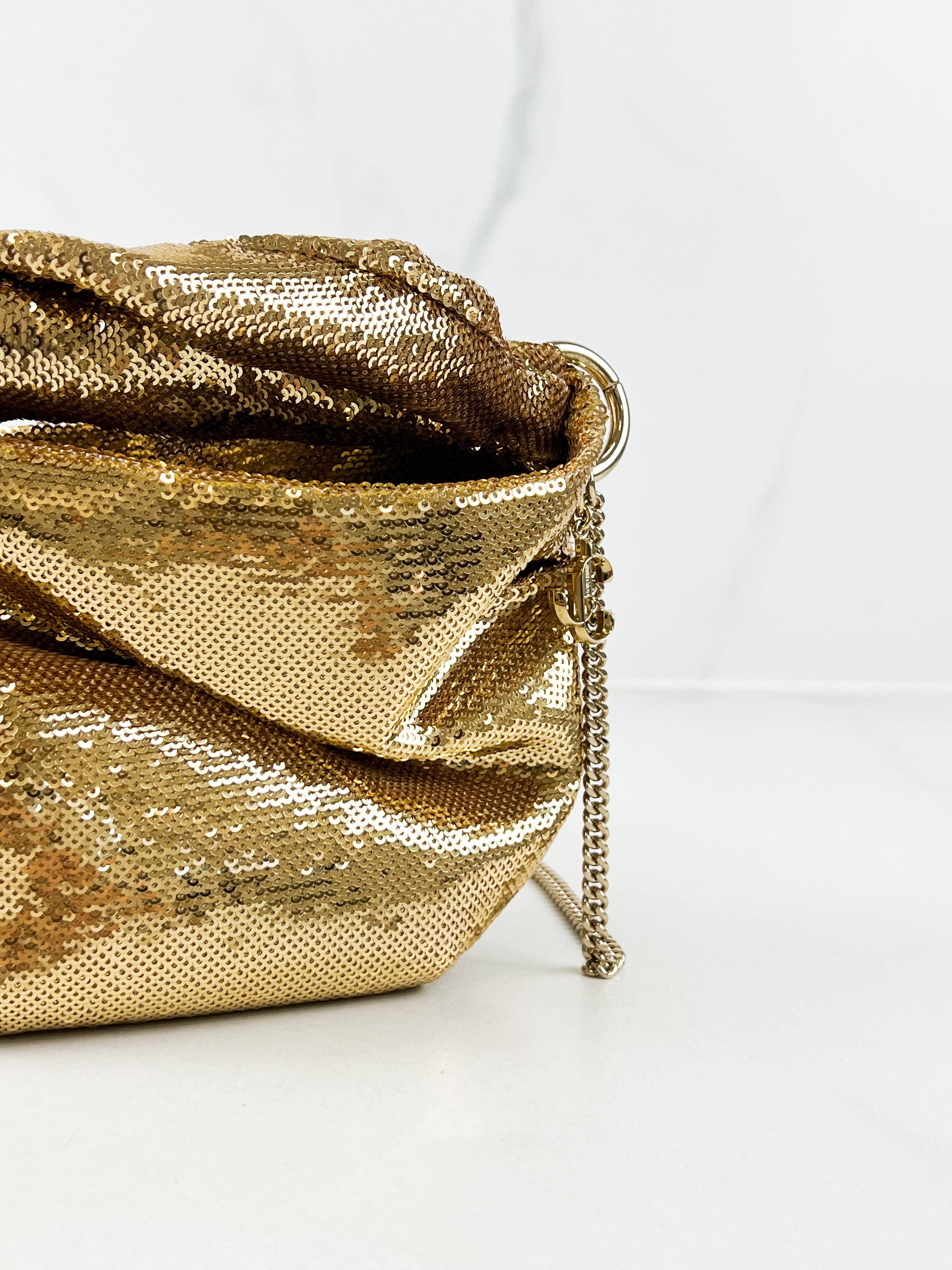 Jimmy Choo Bonny Sequin Crossbody Bag in Gold