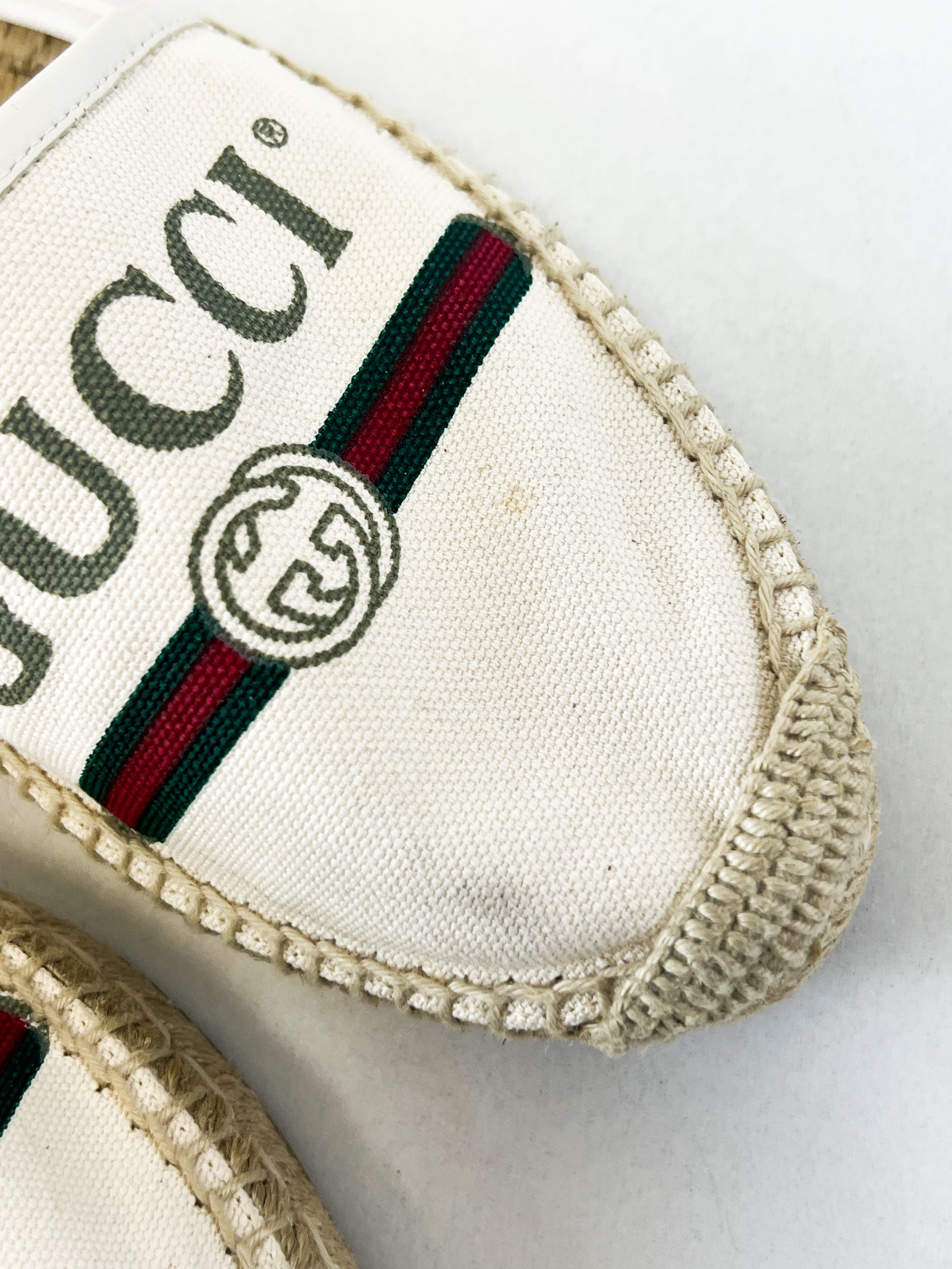 Gucci GG Espadrilles in Cream Canvas Size 37.5