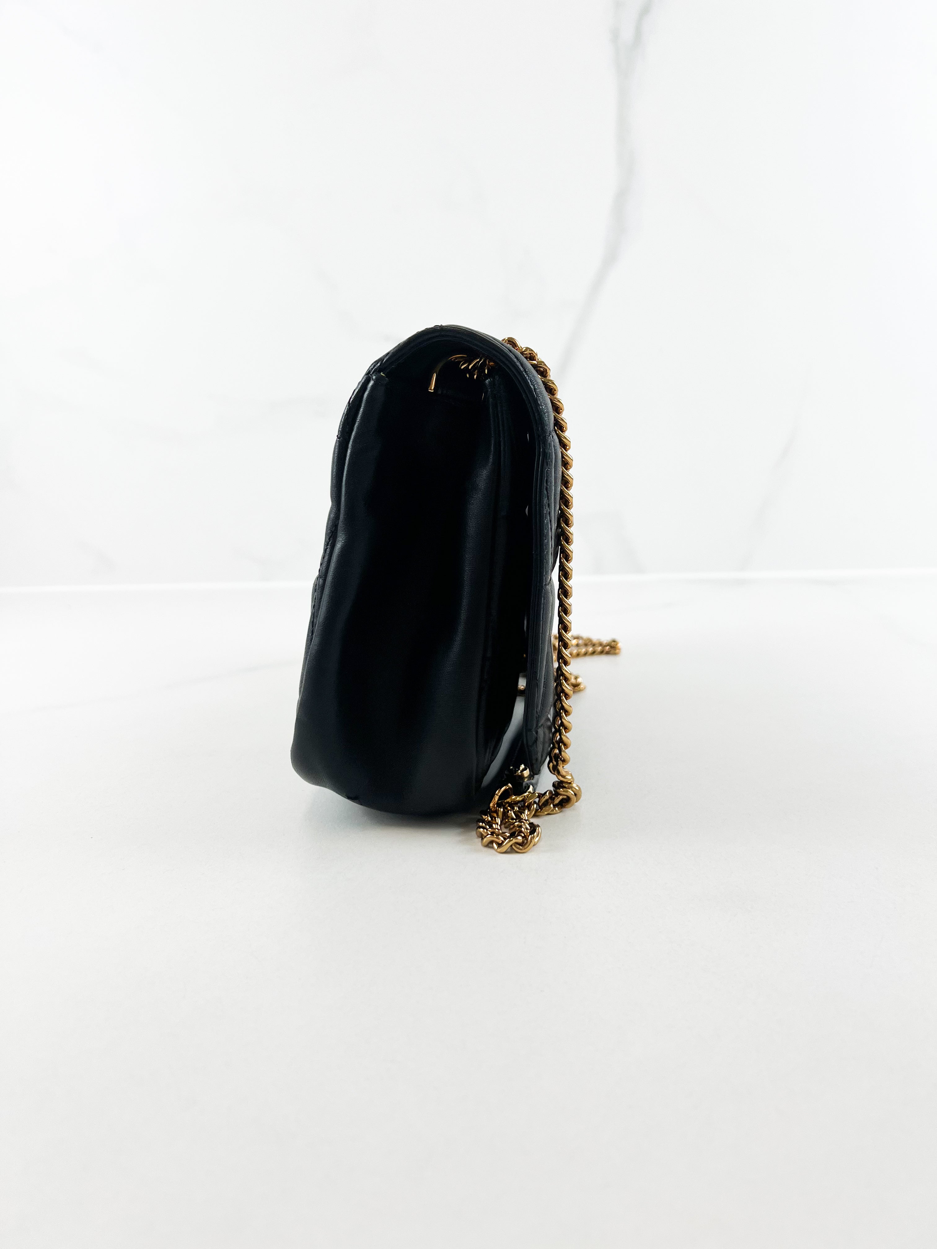 Versace Black Virtus Shoulder Bag with GHW