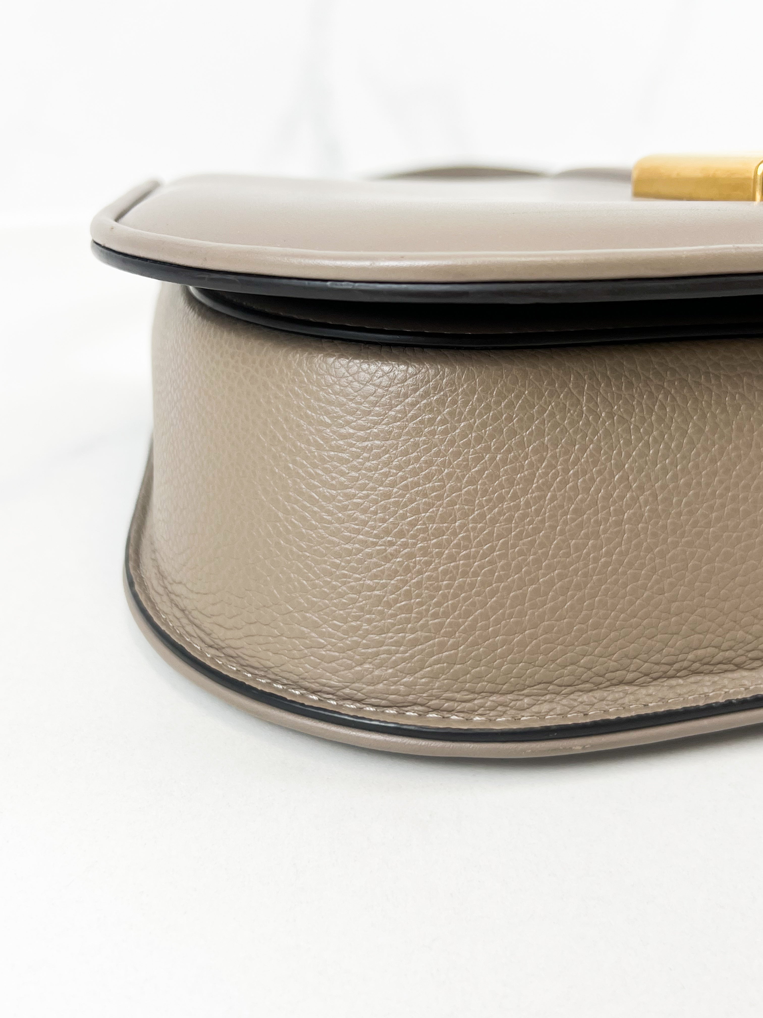 Fendi FF C'mon Leather Crossbody Bag in Taupe with GHW