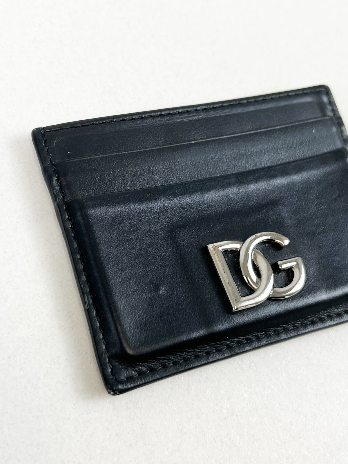 Dolce & Gabbana Black Leather Mens Cardholder with SHW