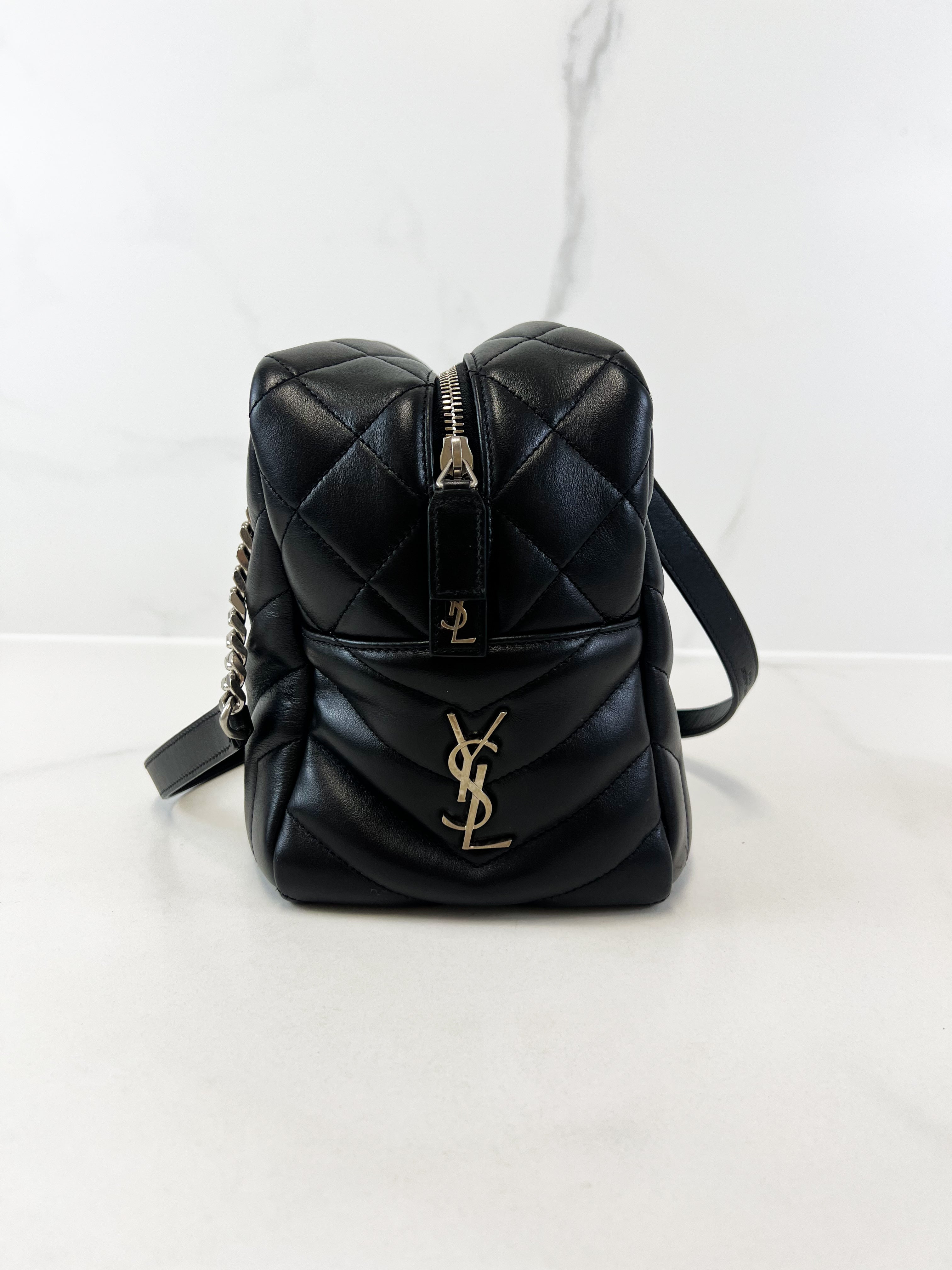 Saint Laurent Black Quilted Lambskin Bowling Bag