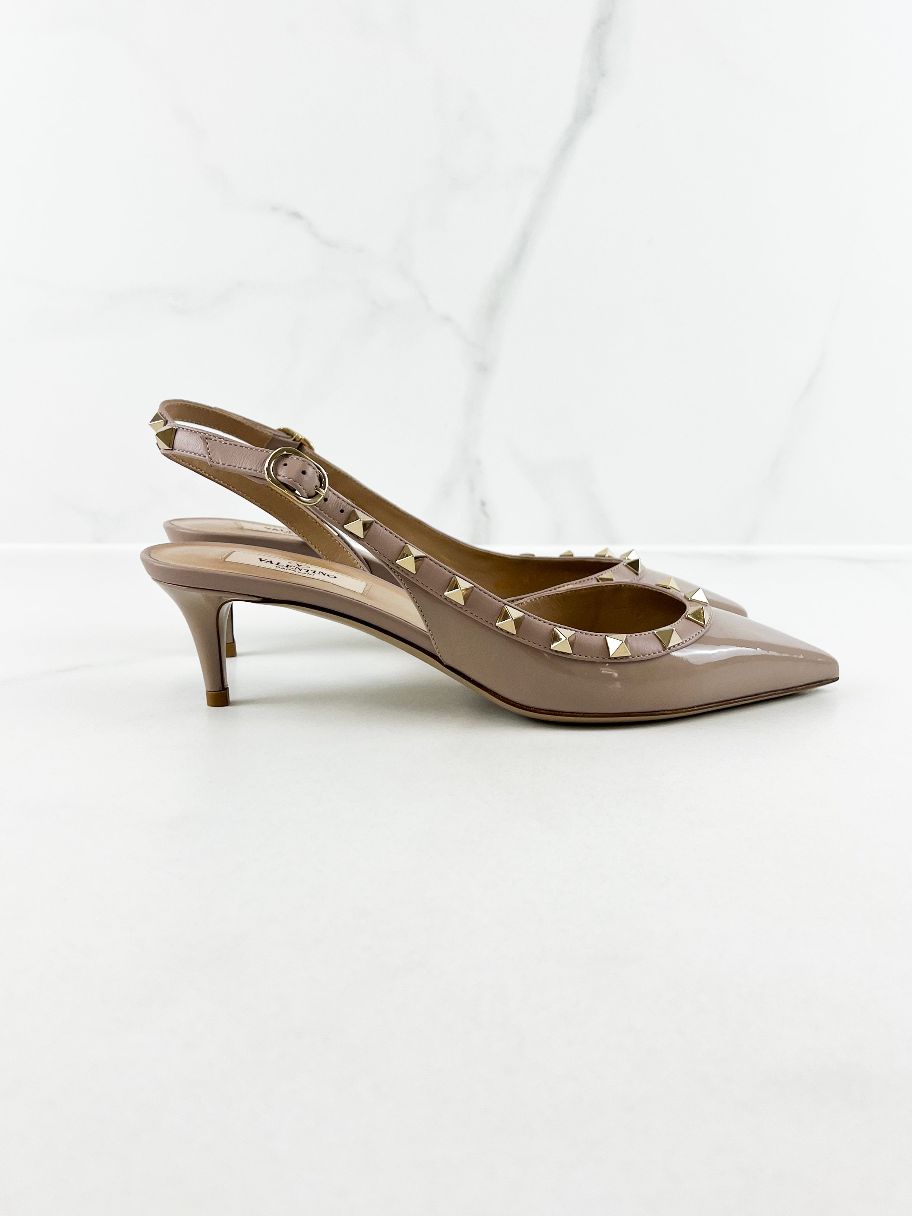 Valentino Rockstud Patent Slingback Pumps Size 38