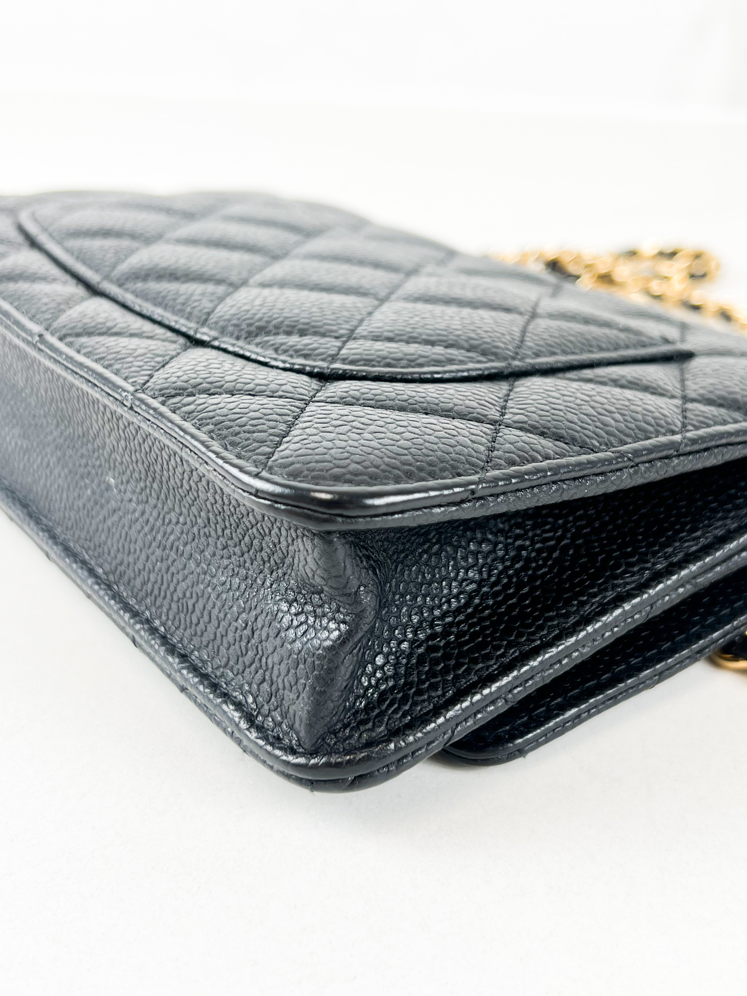 Chanel Black Classic Caviar CC WOC with GHW