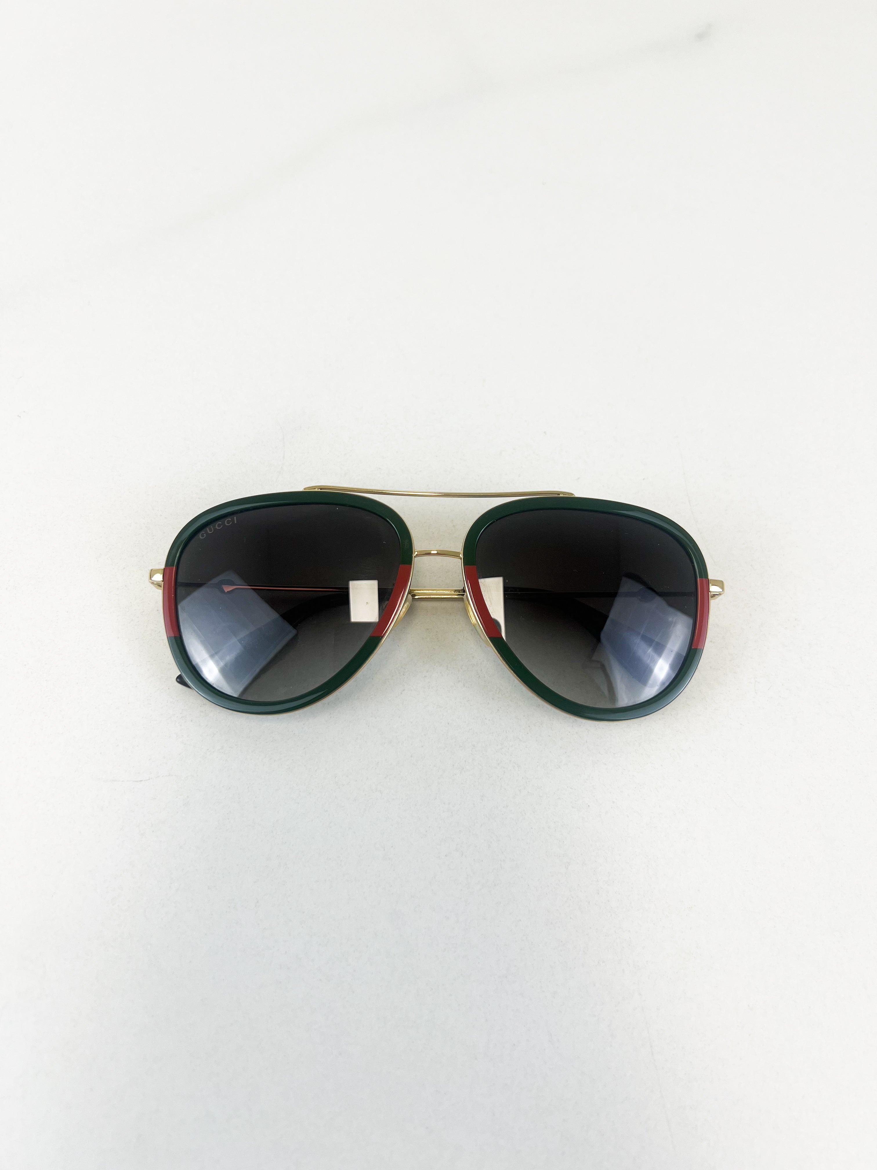 Gucci Web Frame Aviator Metal Sunglasses