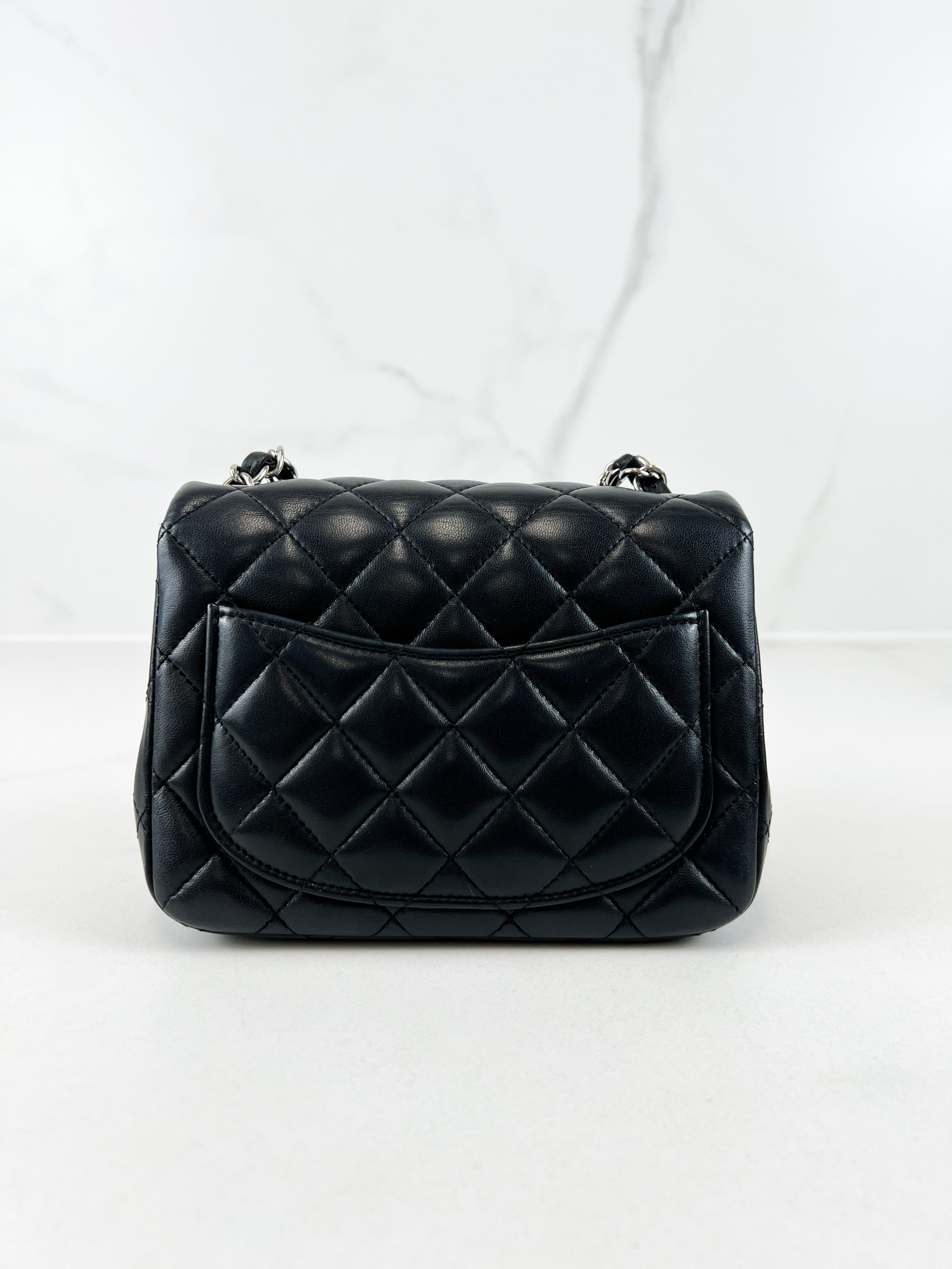 Chanel Mini Square in Black Lambskin with SHW