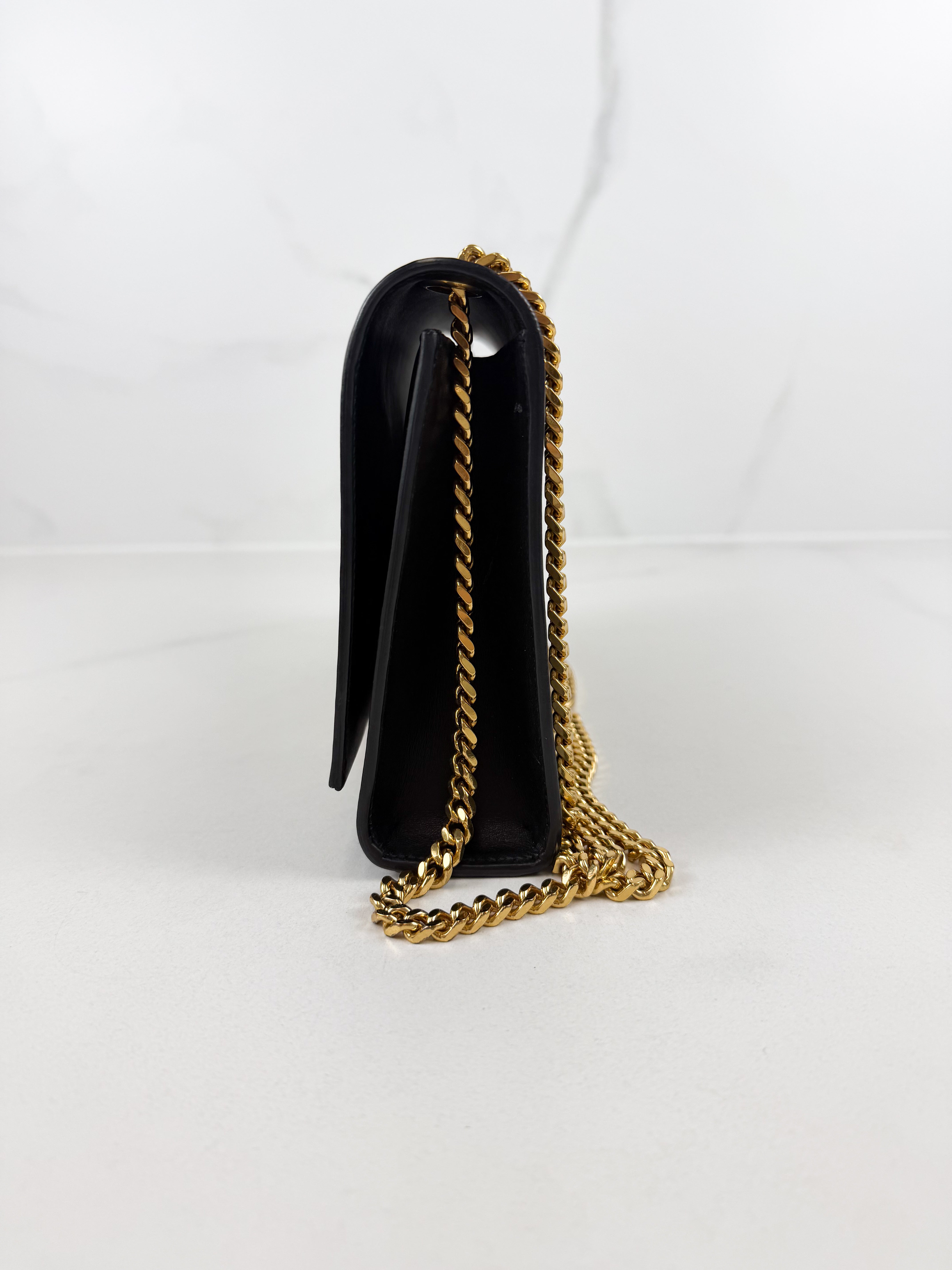 Saint Laurent Black Kate Medium Tassel Chain Bag with GHW
