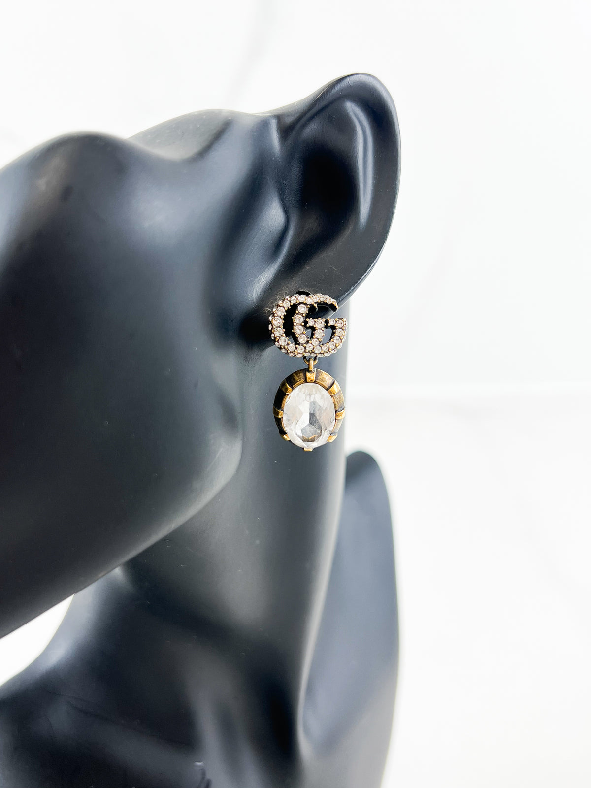 Gucci Crystal GG Marmont Drop Earring