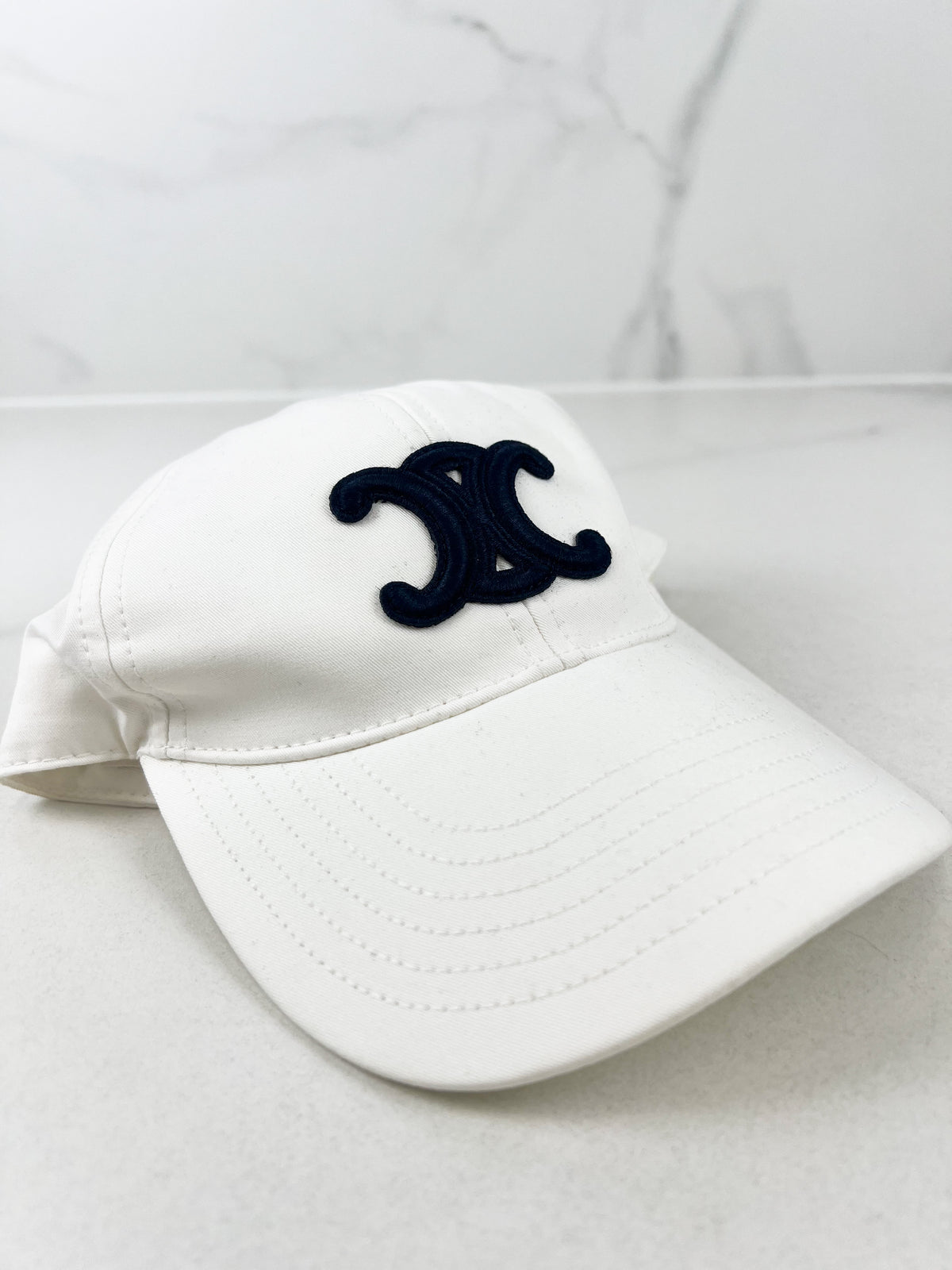 Celine Navy Logo White Cap Size S