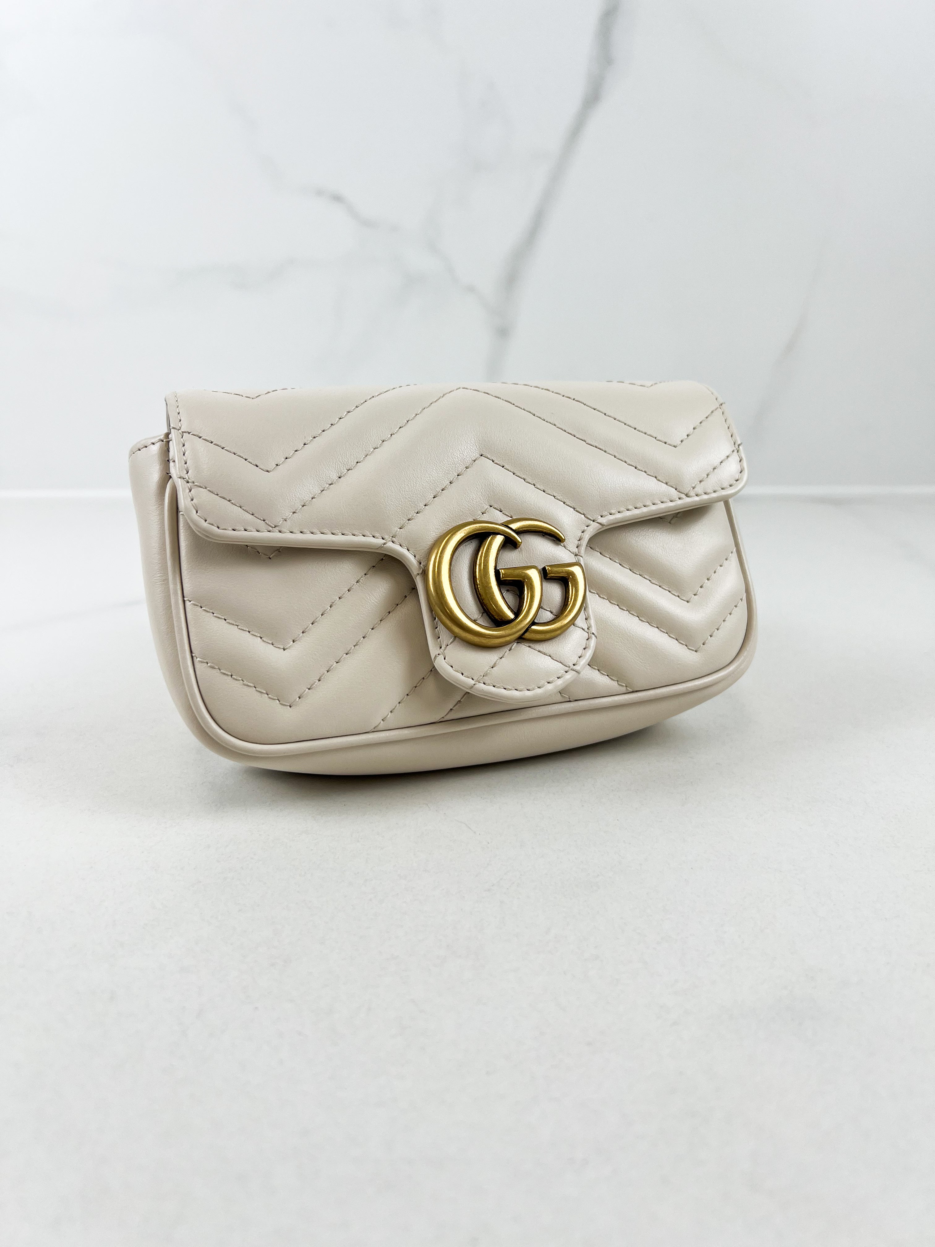 Gucci White GG Marmont Matelasse Super Mini Bag