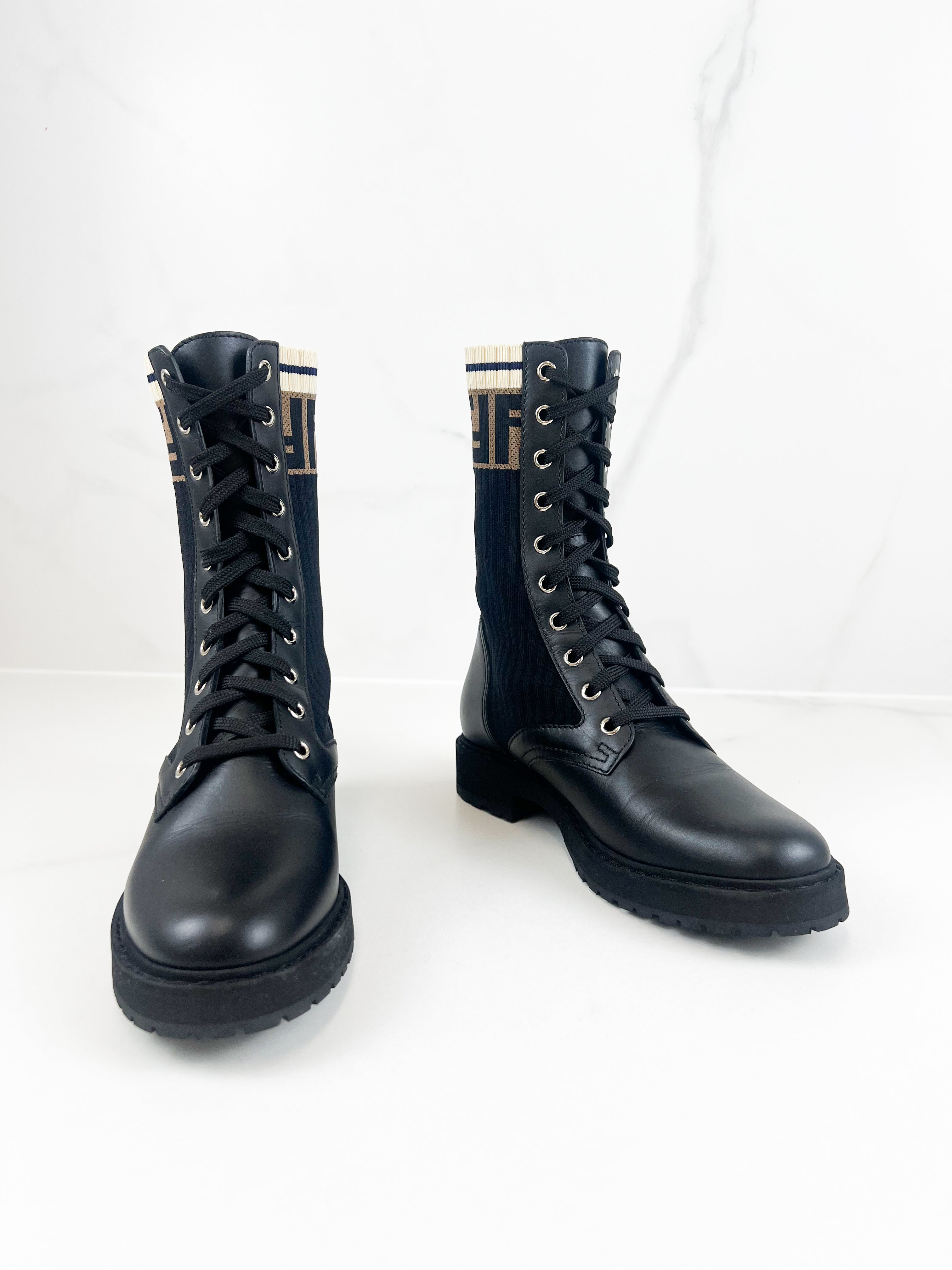Fendi Rockoko Black Boots Size 37