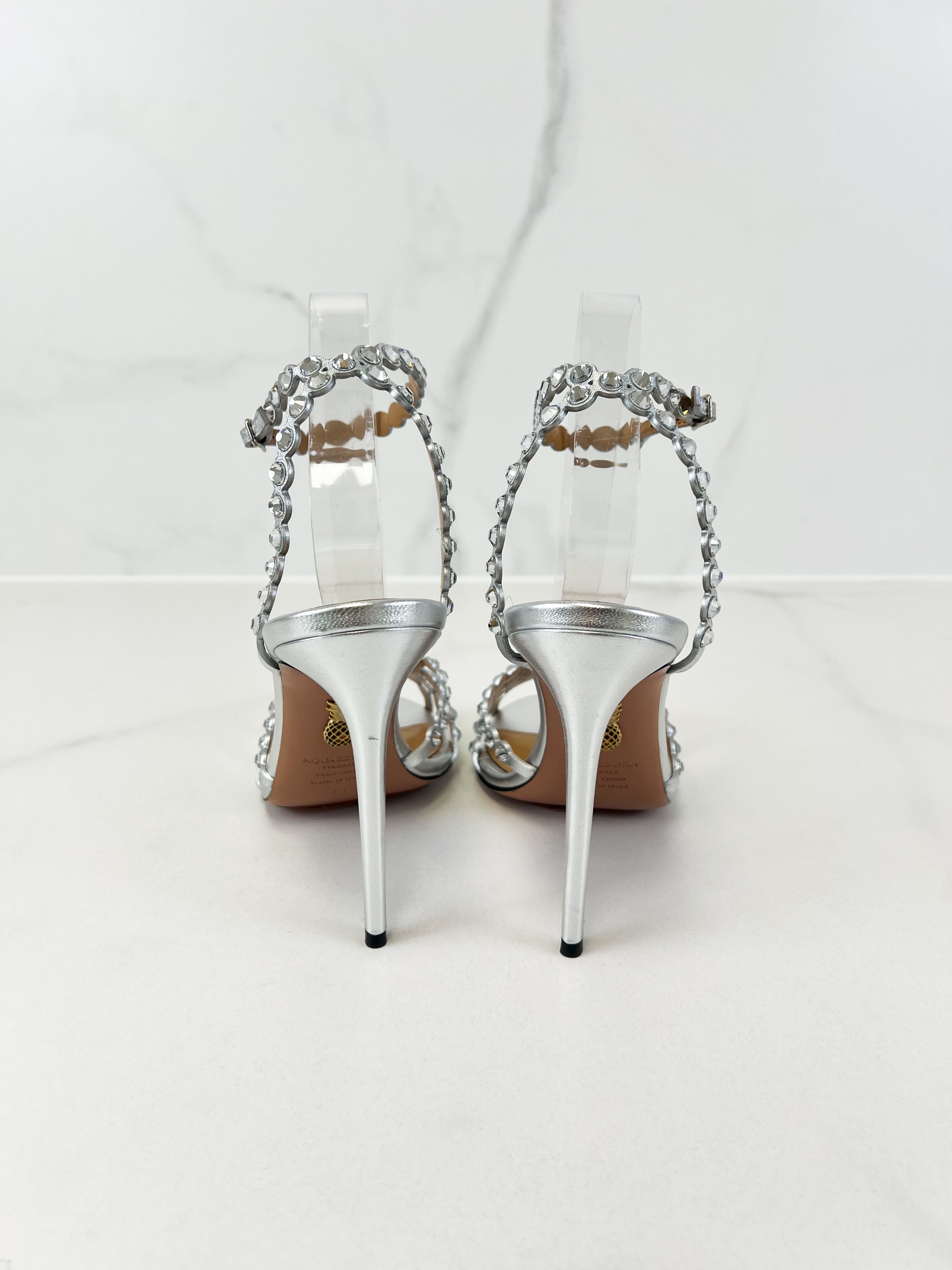 Aquazzura Tequilla 105 Embellished Slingback Pumps Size 40