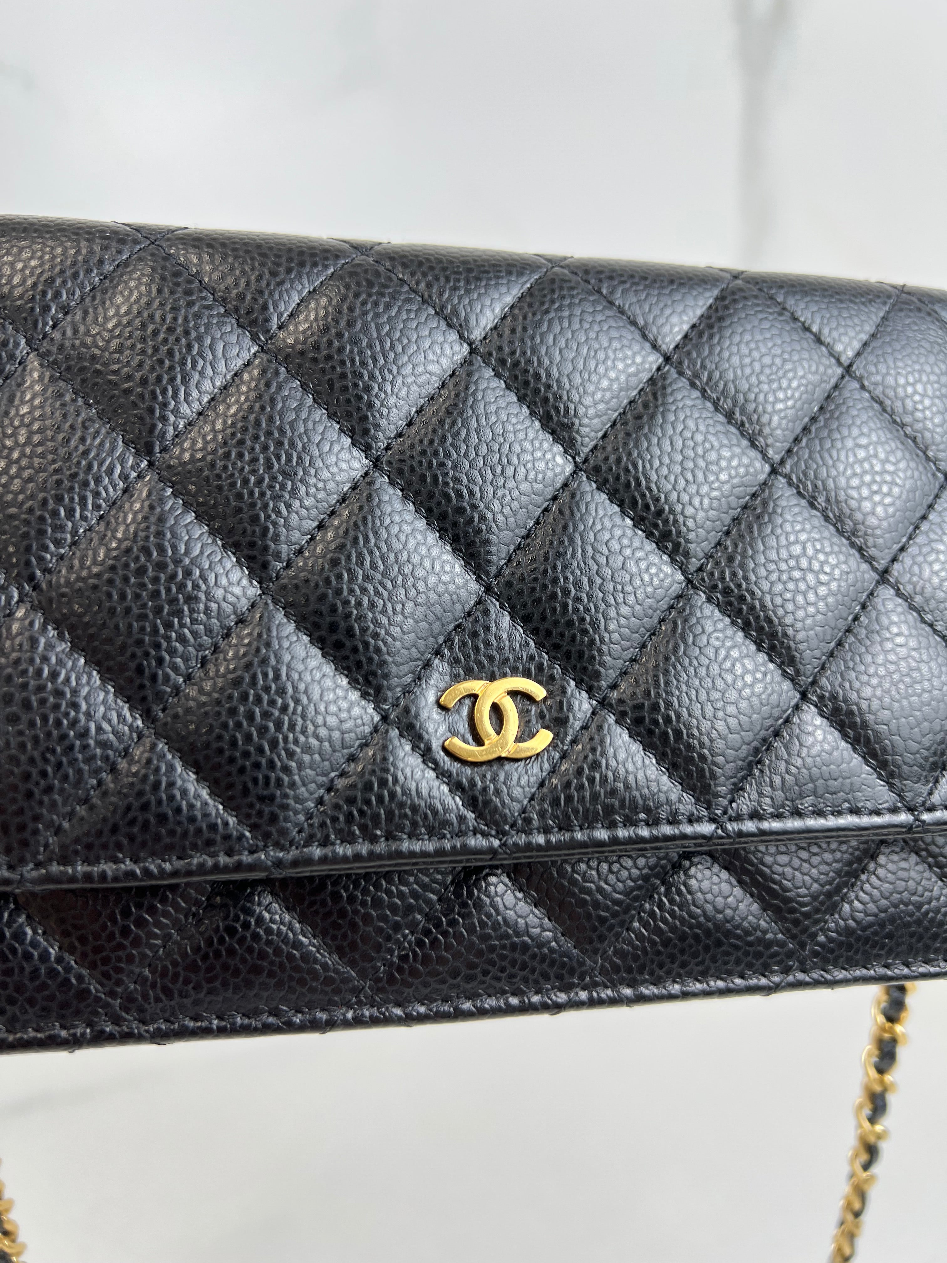 Chanel Black Classic Caviar CC WOC with GHW