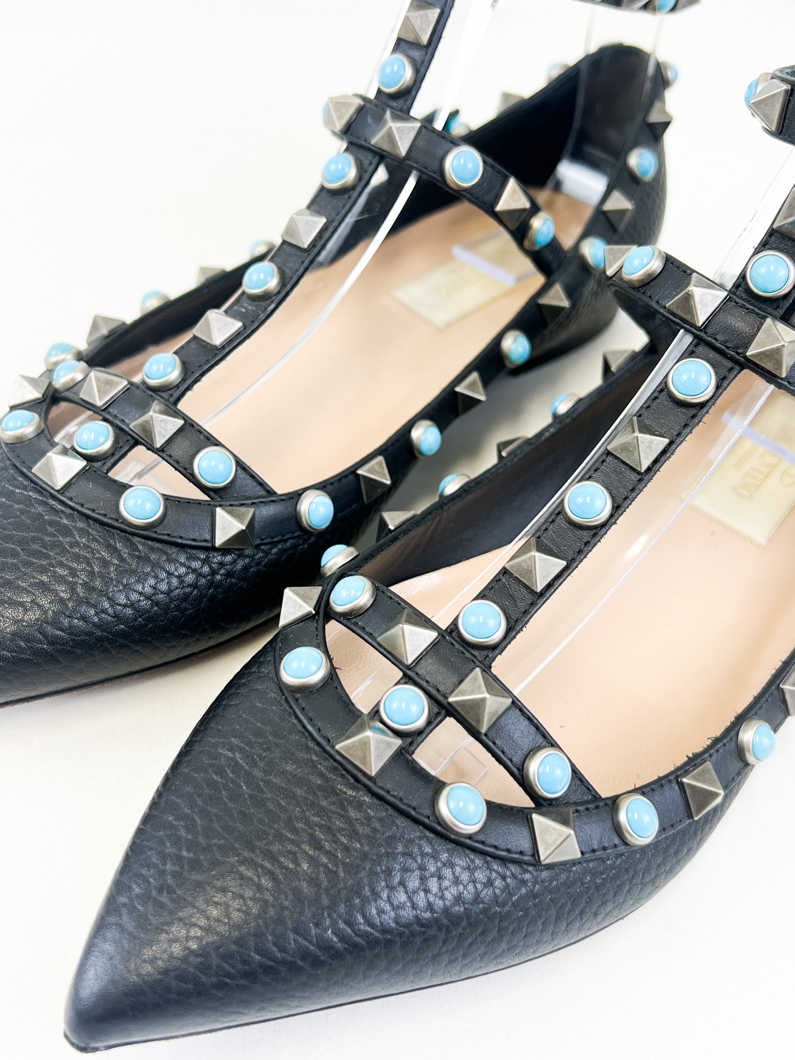 Valentino Garavani Leather Rockstud Ballet Flat Size 35.5