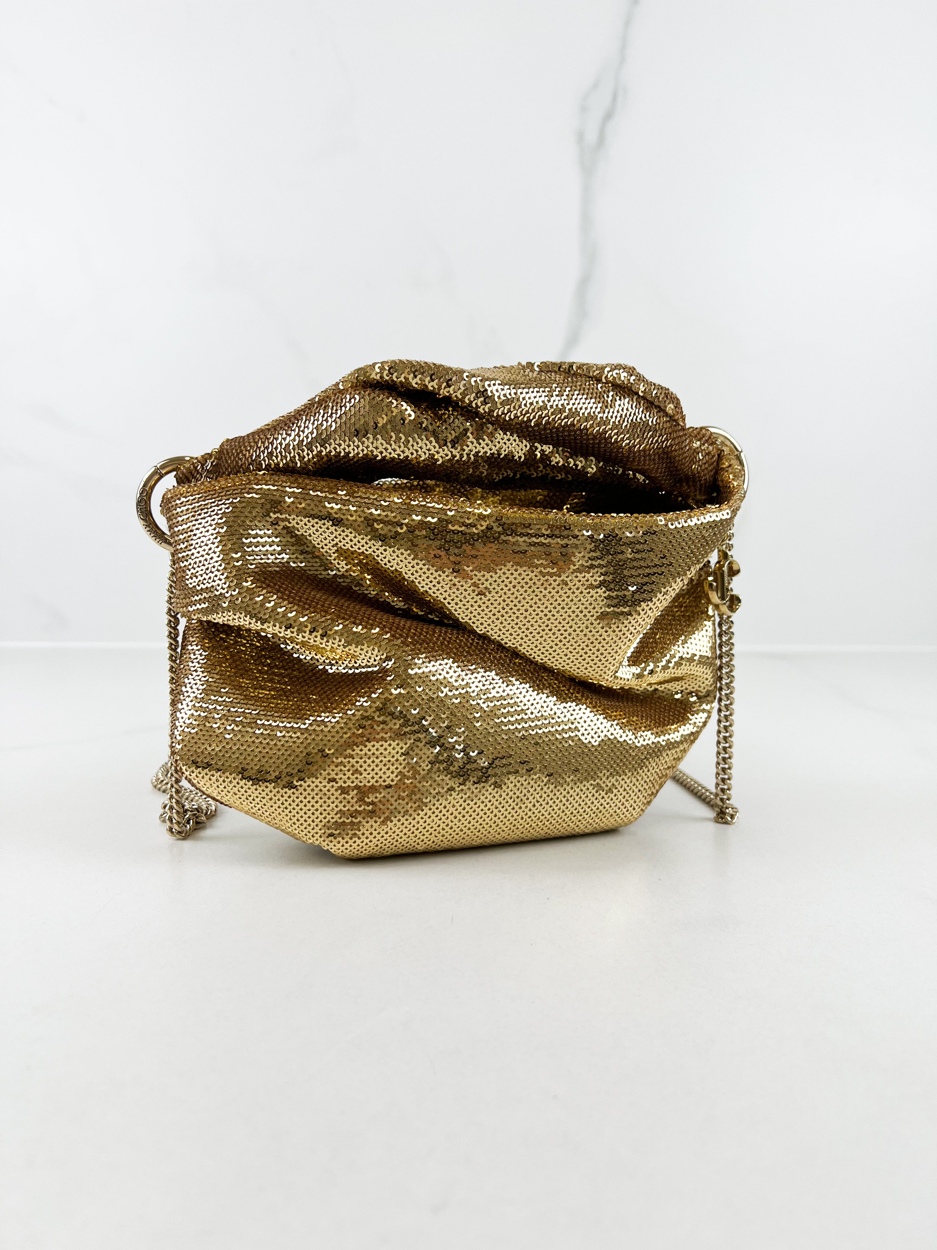 Jimmy Choo Bonny Sequin Crossbody Bag in Gold