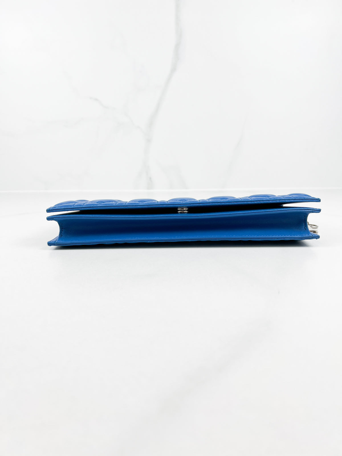 Christian Dior Cannage Lambskin Blue Clutch