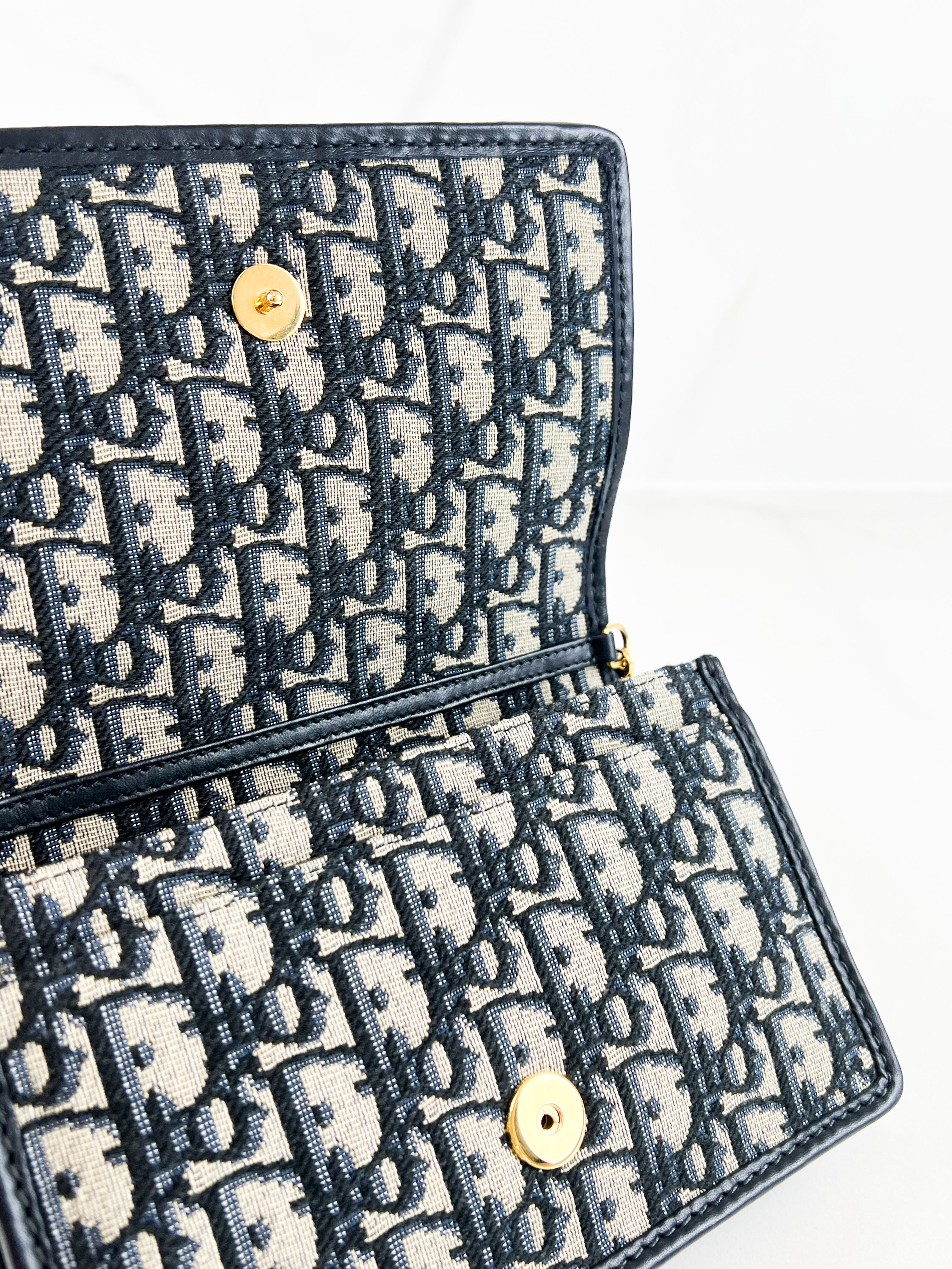 Christian Dior 2-in-1 30 Montaigne Pouch Blue Dior Oblique Jacquard