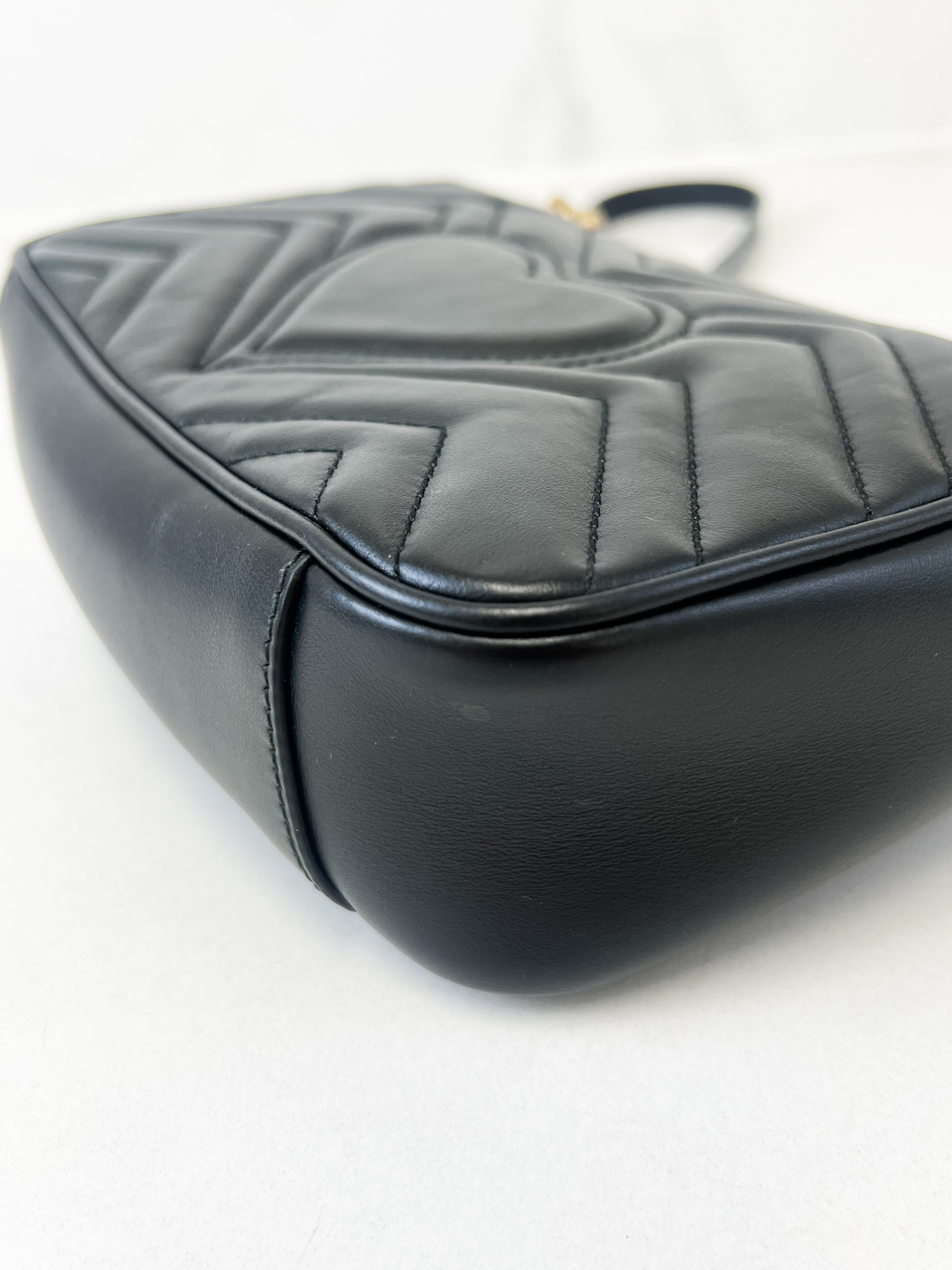 Gucci Black GG Marmont Matelasse Mini Flap Shoulder Bag