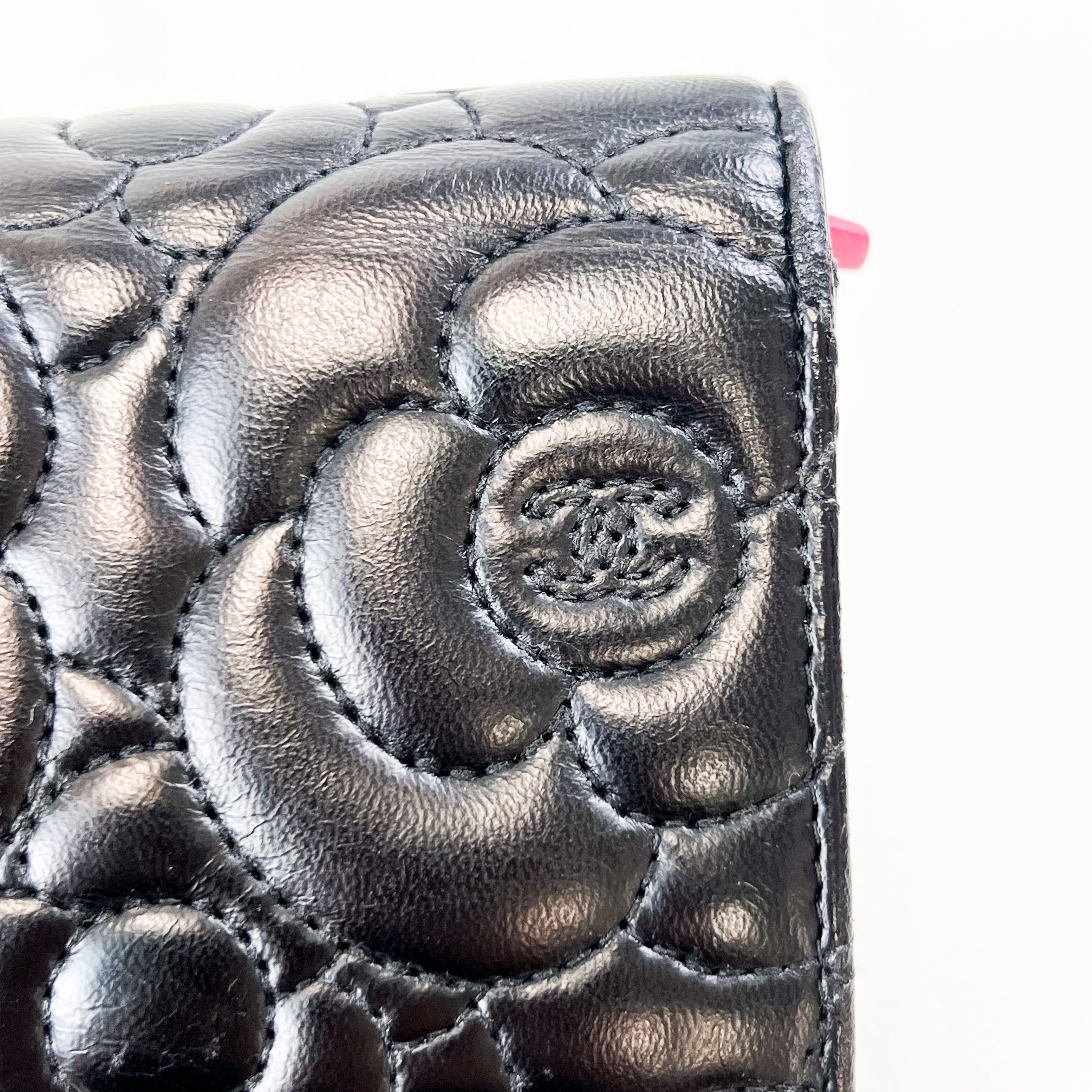 Chanel Camelia Lambskin Bi-Fold Black Wallet