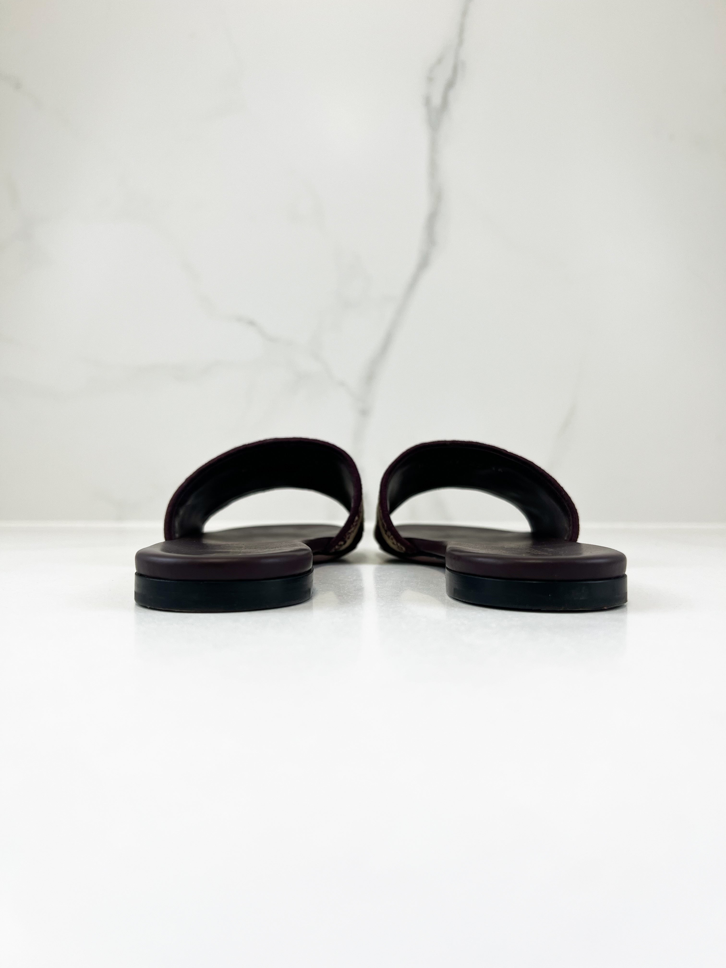 Christian Dior Burgundy Dway Slides Size 36