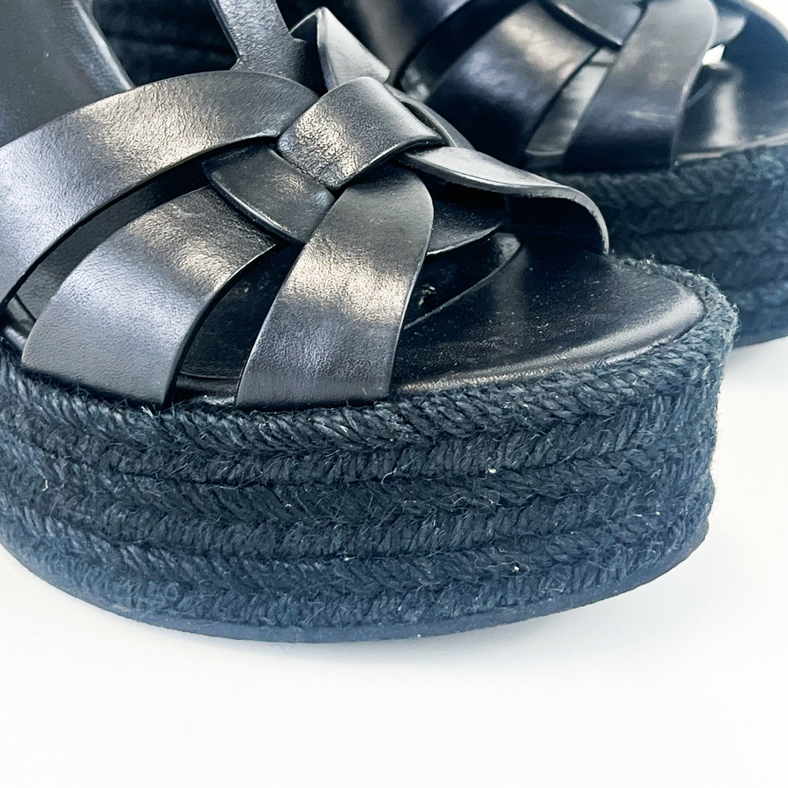 Saint Laurent Black Tribute Wedge 130mm Size 38.5