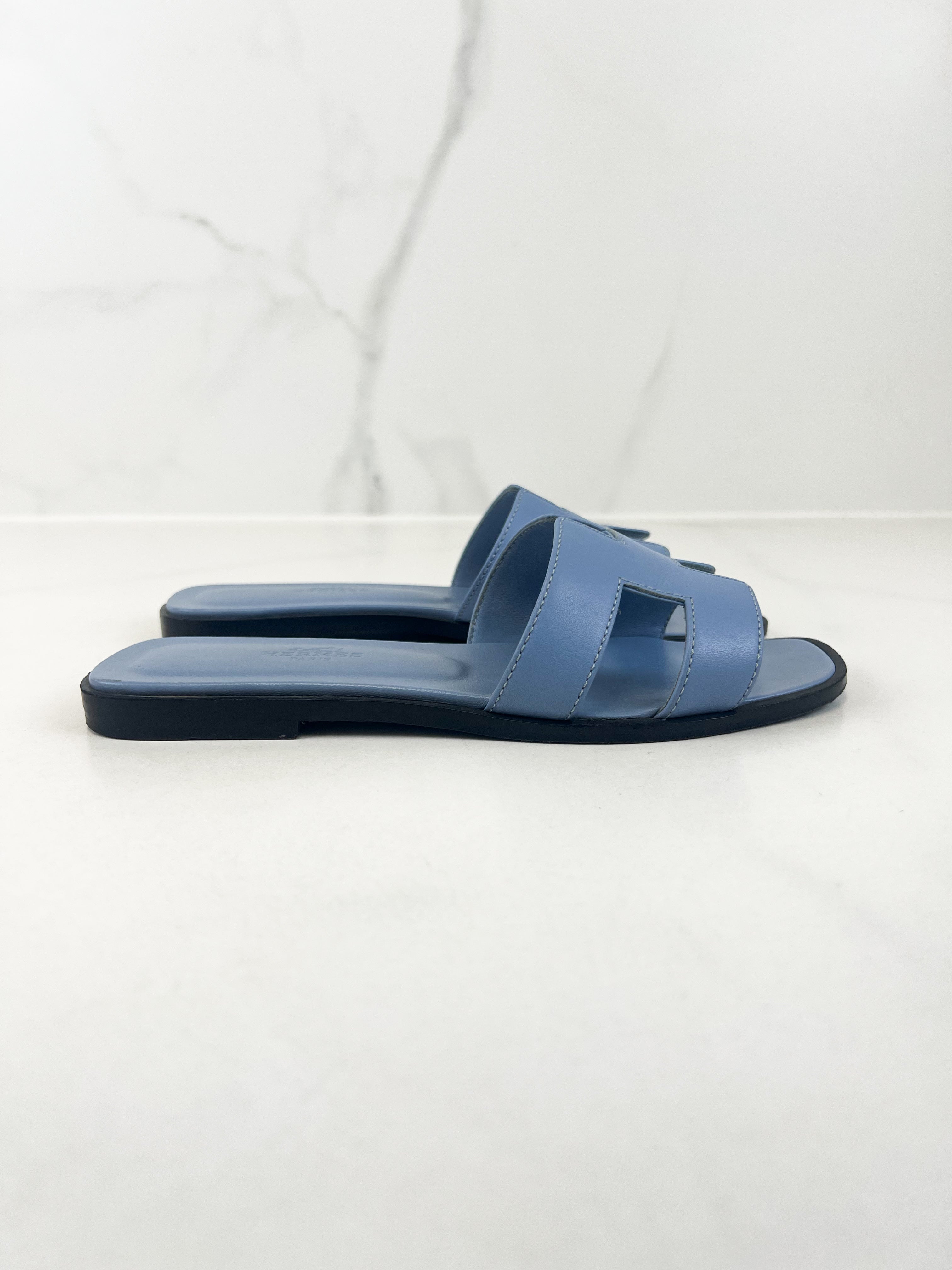 Hermes Oran Sandal in Blue Size 35