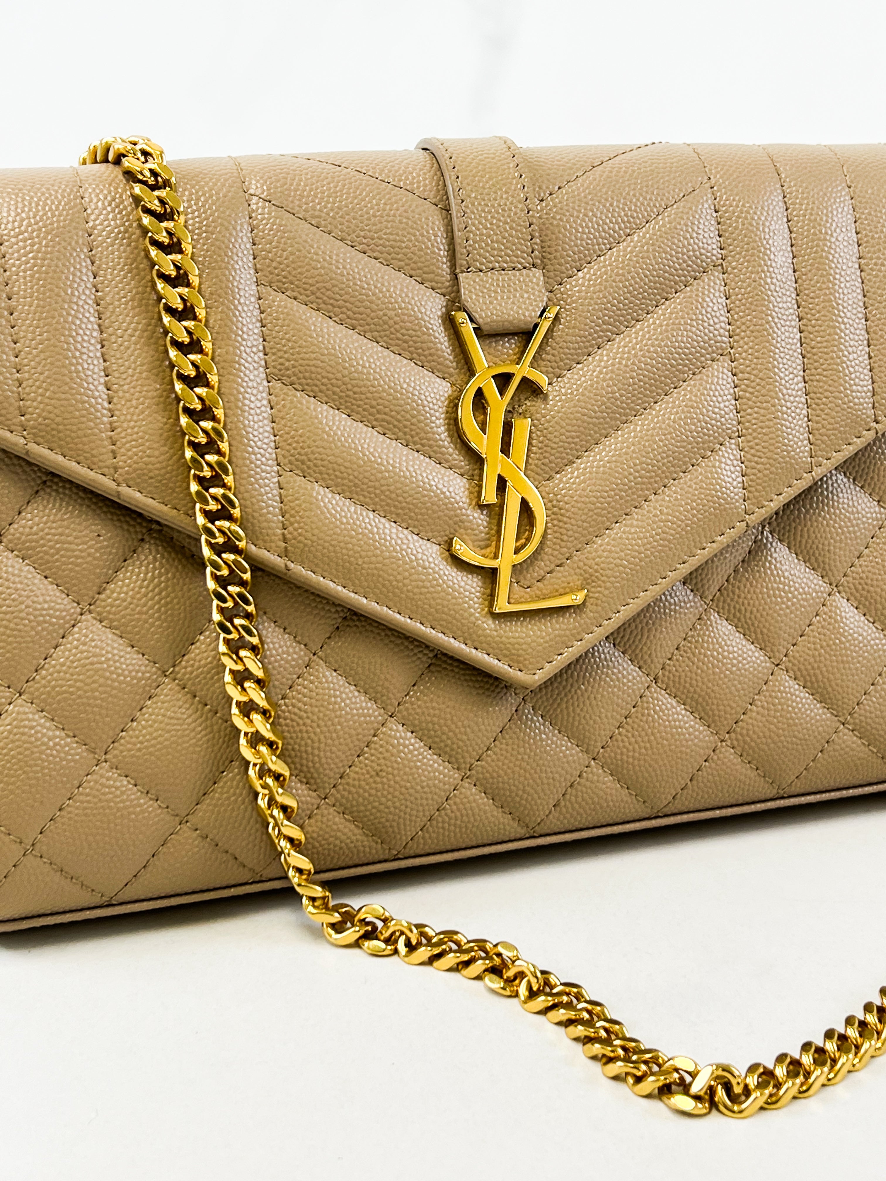 Saint Laurent Nude Envelope Shoulder Bag GHW