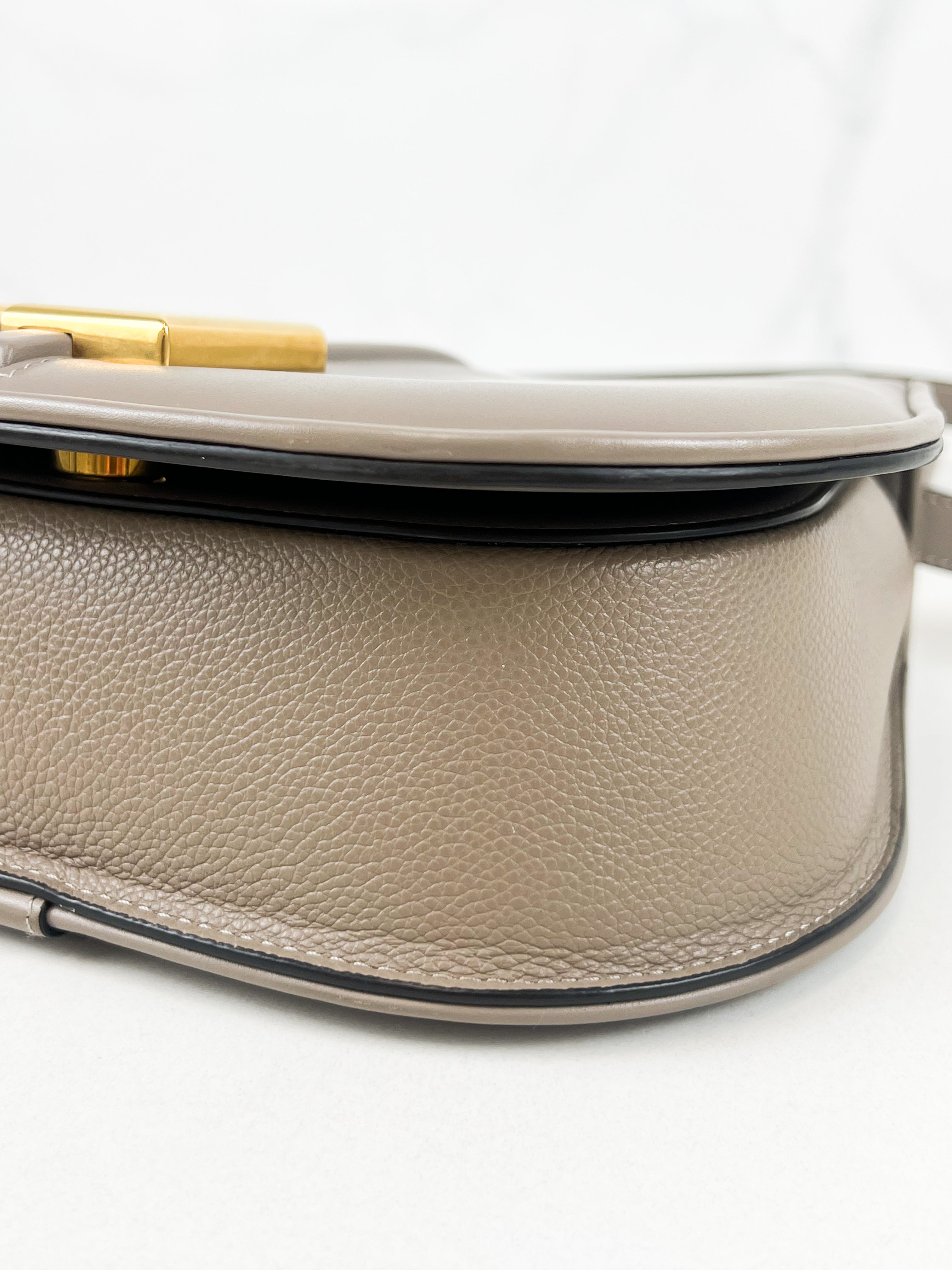 Fendi FF C'mon Leather Crossbody Bag in Taupe with GHW