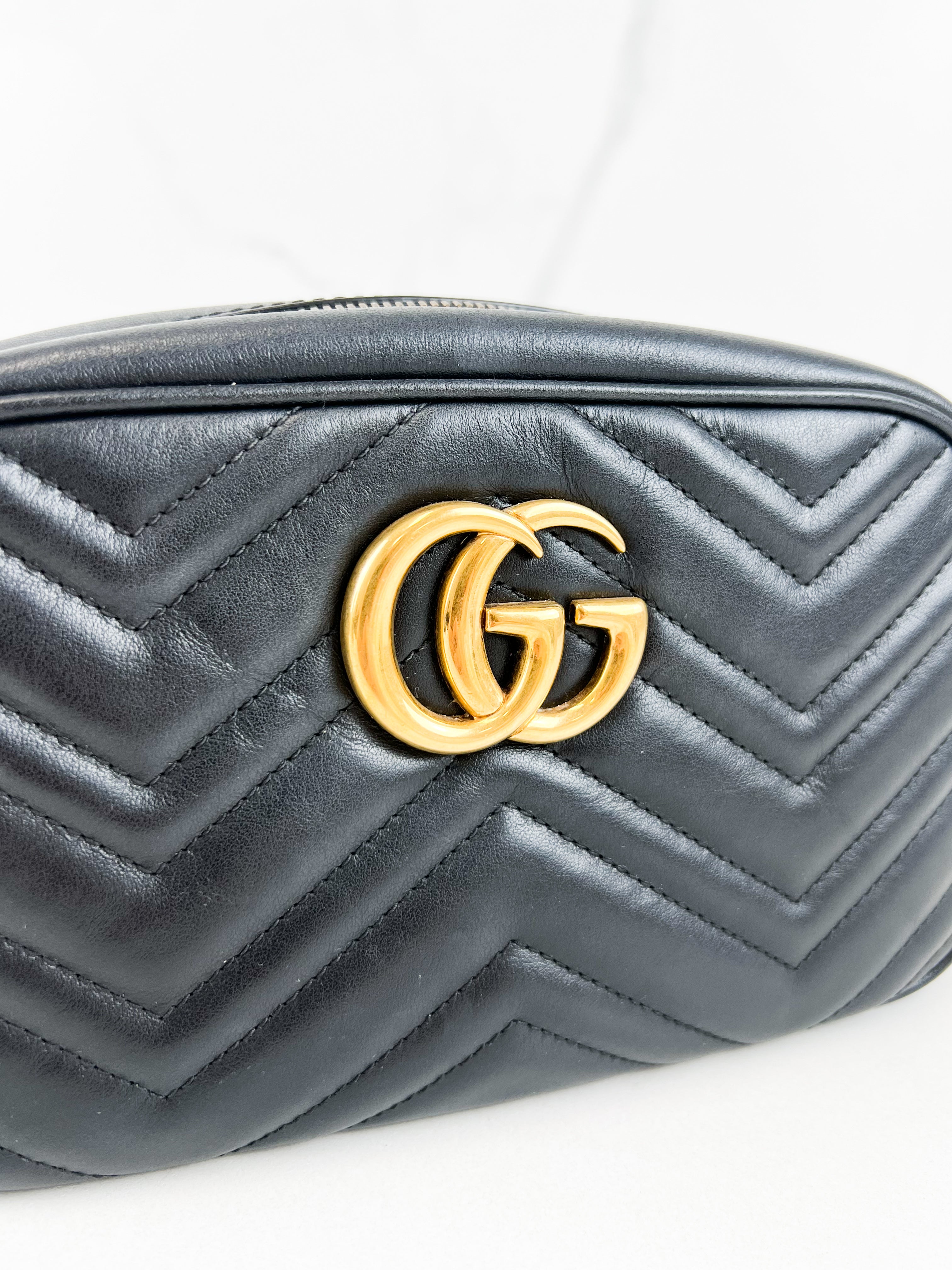 Gucci Black GG Small Marmont Shoulder Bag