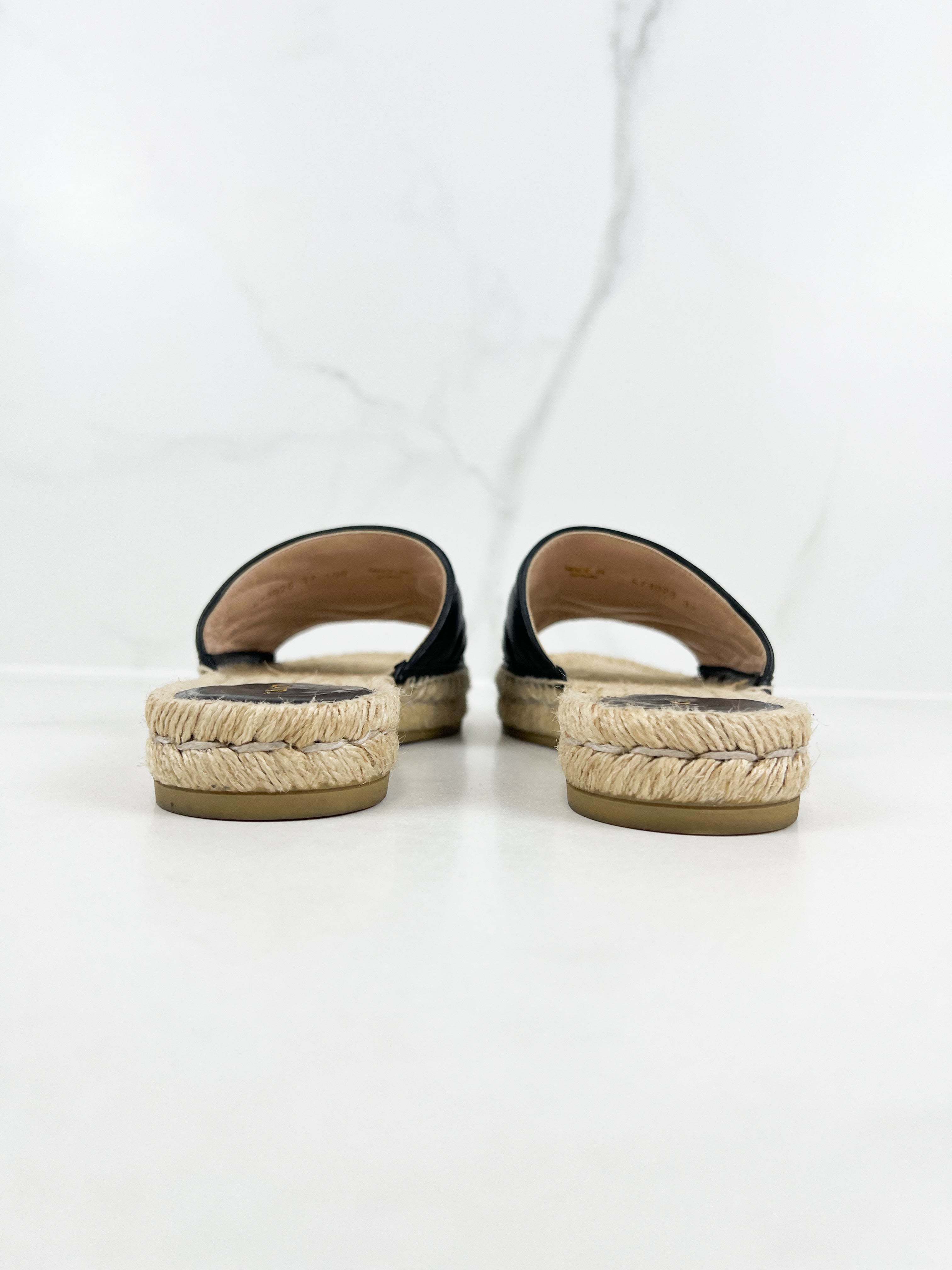 Gucci GG Marmont Canvas Espadrille Sandal Size 37