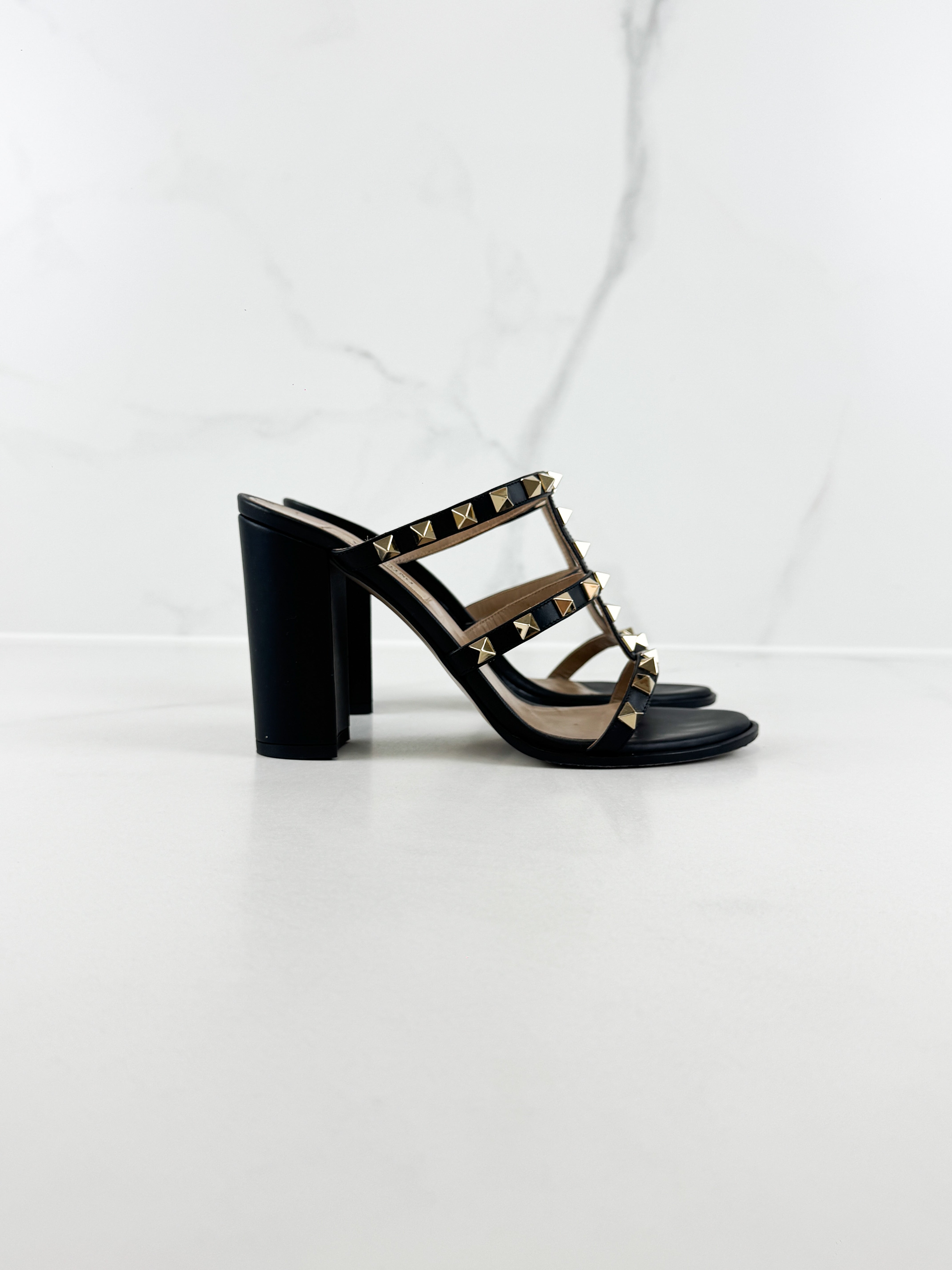 Valentino Rockstud Block Mule Sandal Size 37