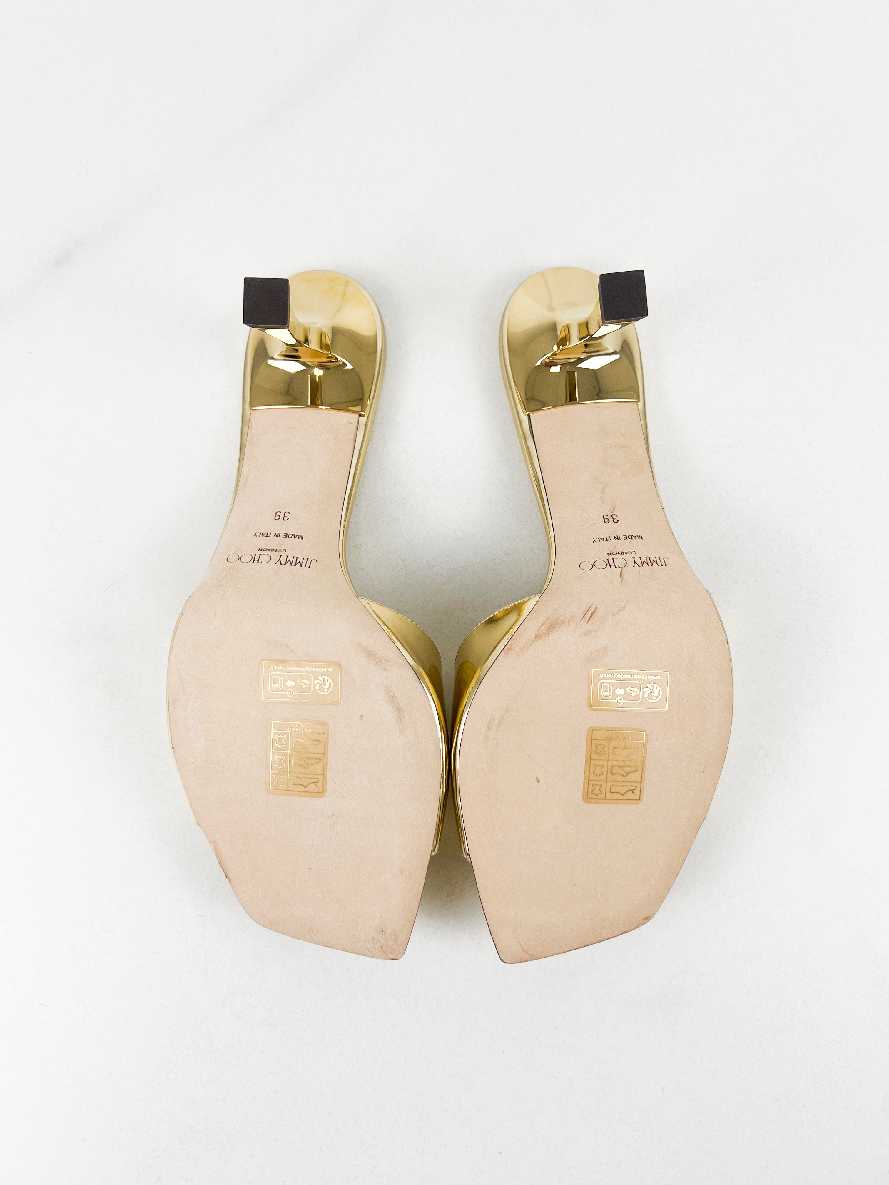 Jimmy Choo Gold Metallic Leather Sandal