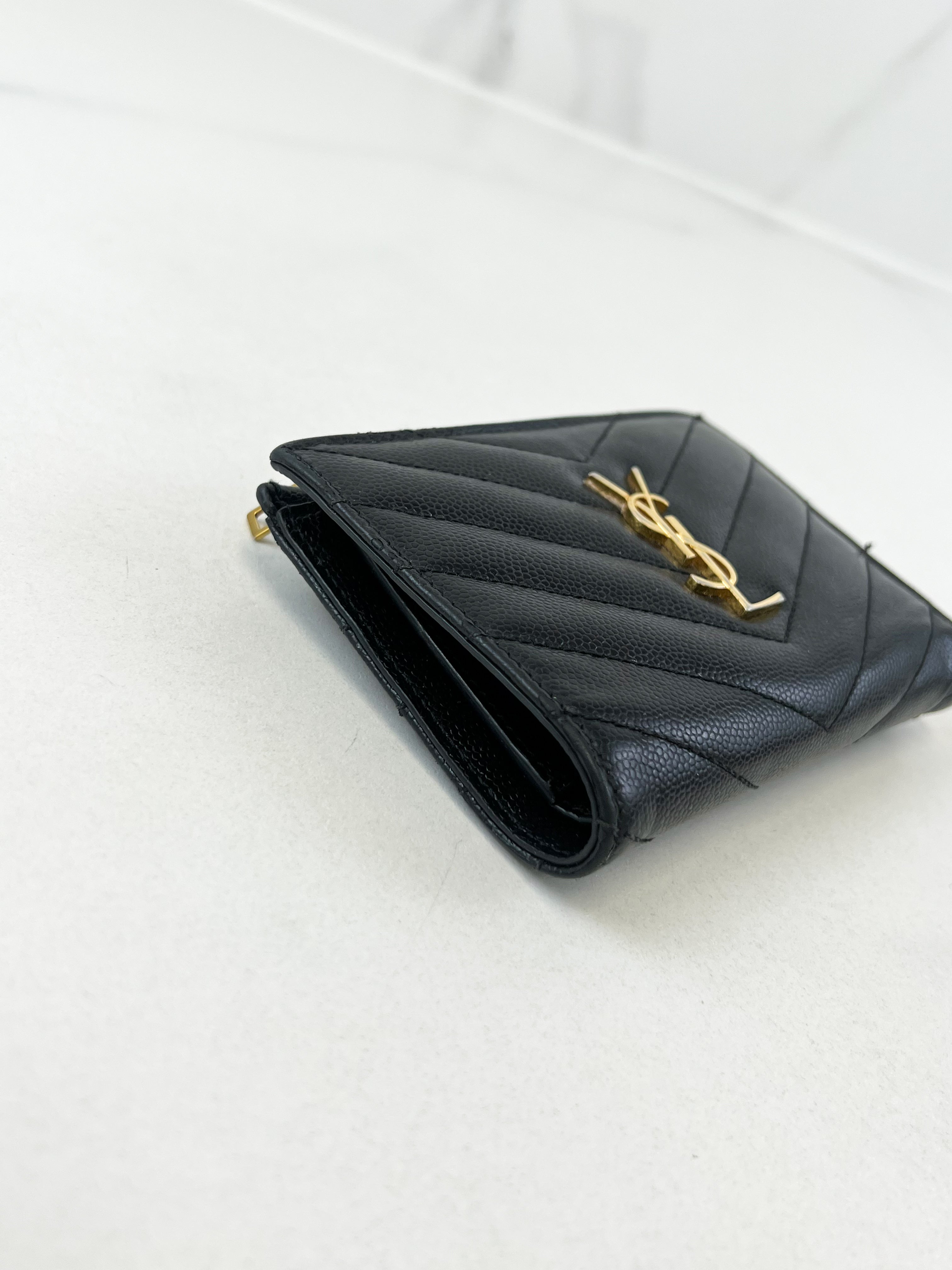 Saint Laurent Black Small Envelope Wallet with GHW