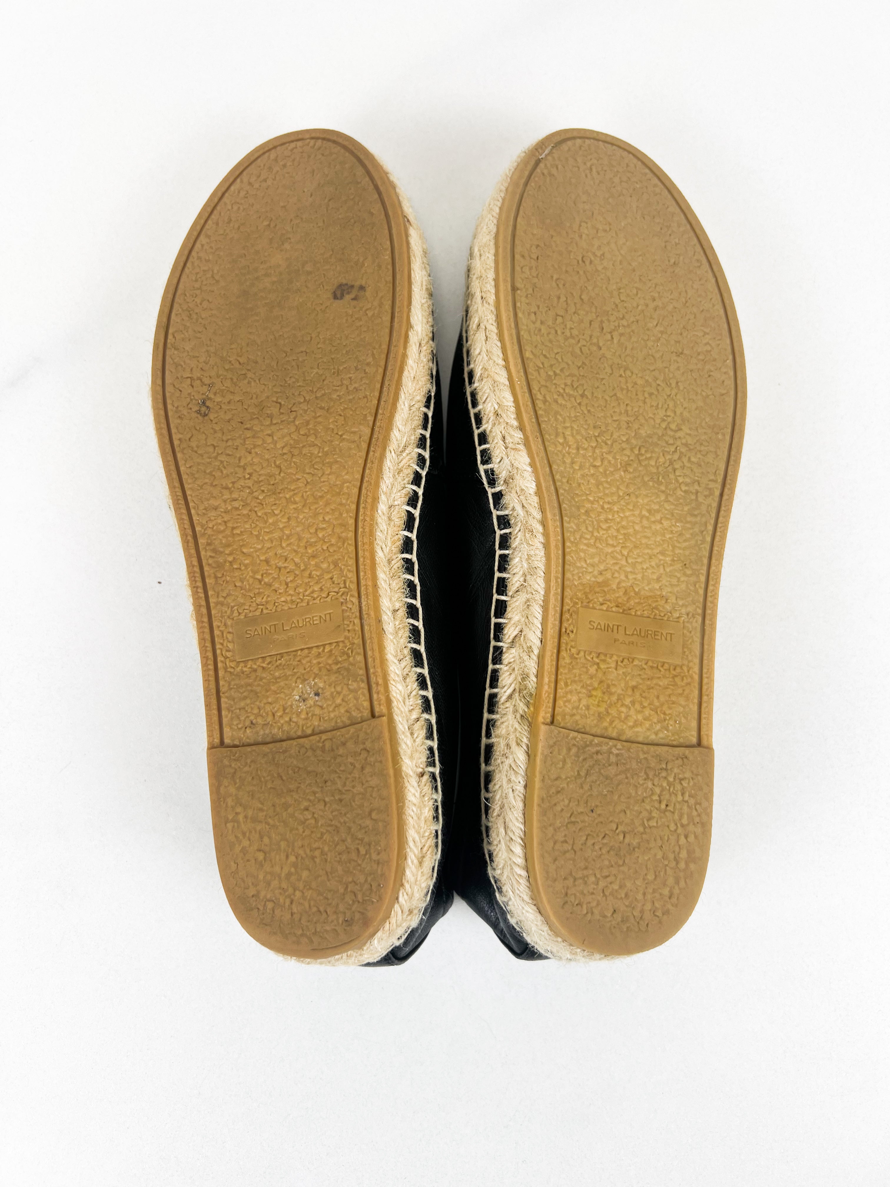 Saint Laurent Black Monogram Espadrilles Size 37.5