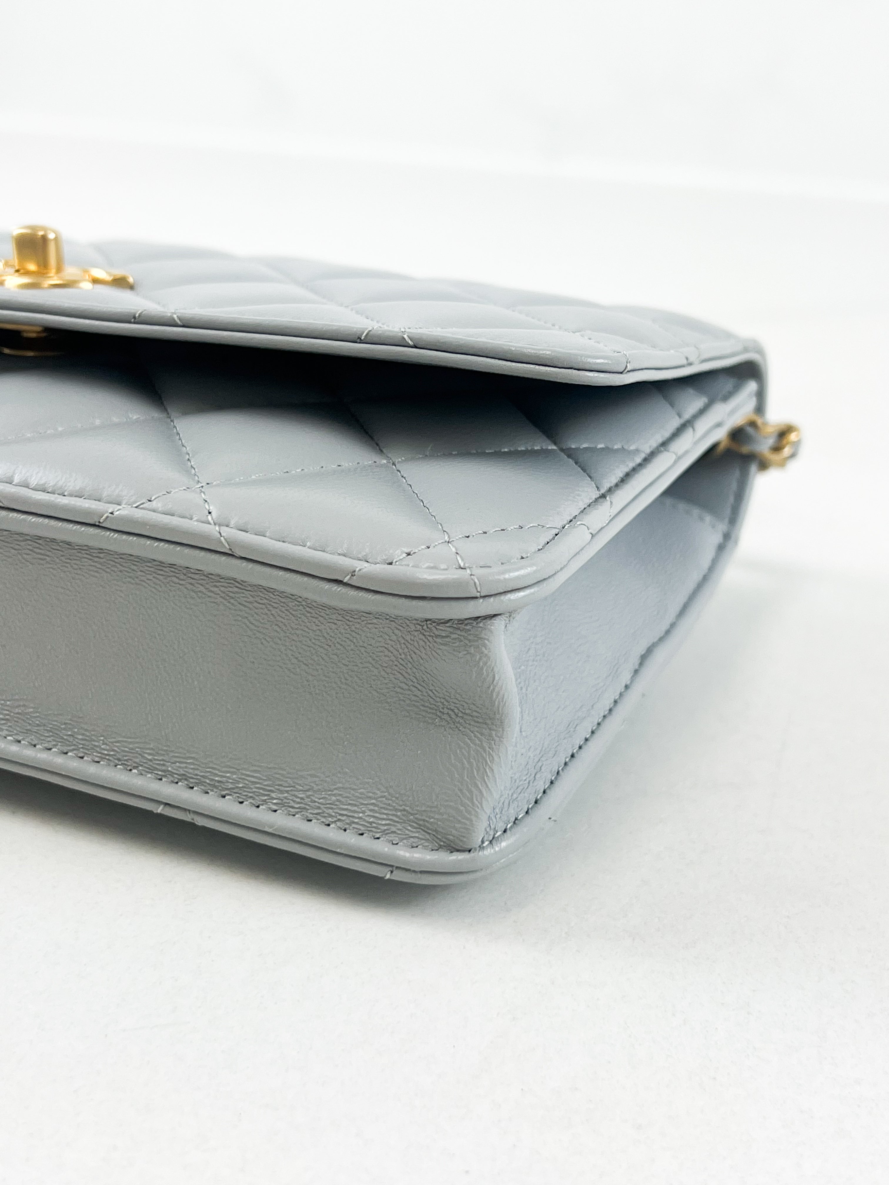 Chanel Grey Lambskin Pearl Crush WOC